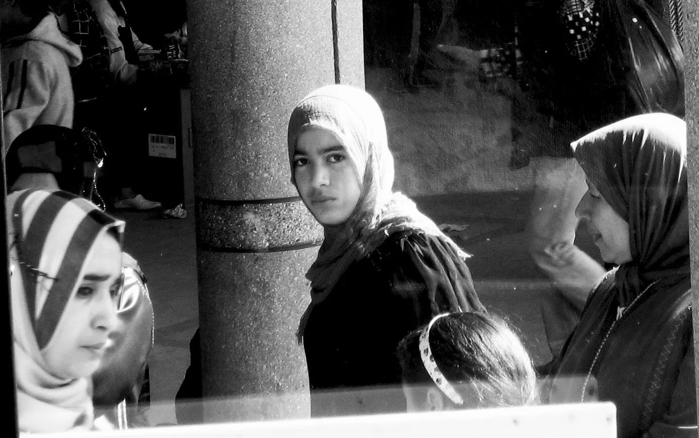Girl in a bus station