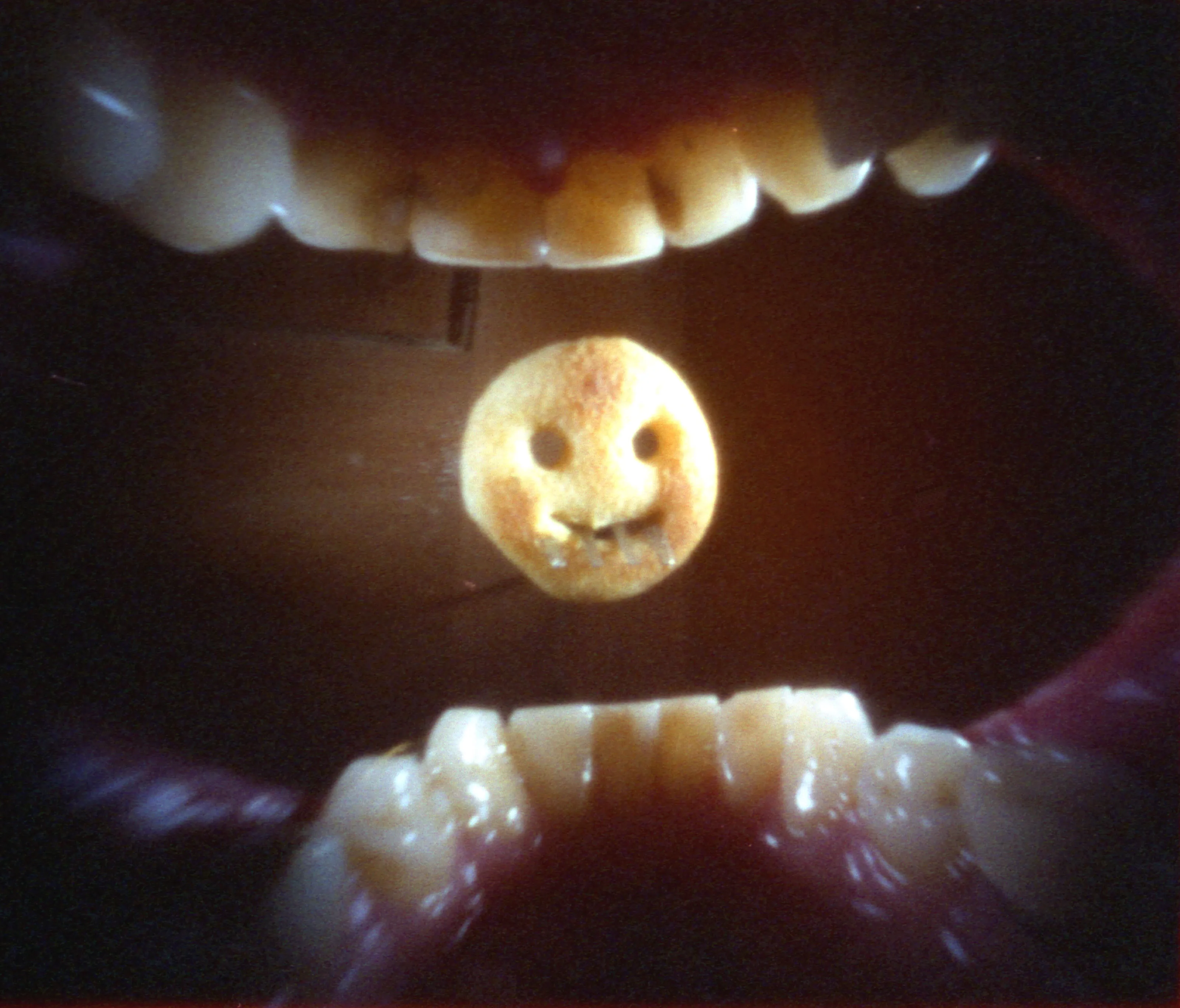 Eating a 'potato face' - from inside of my mouth