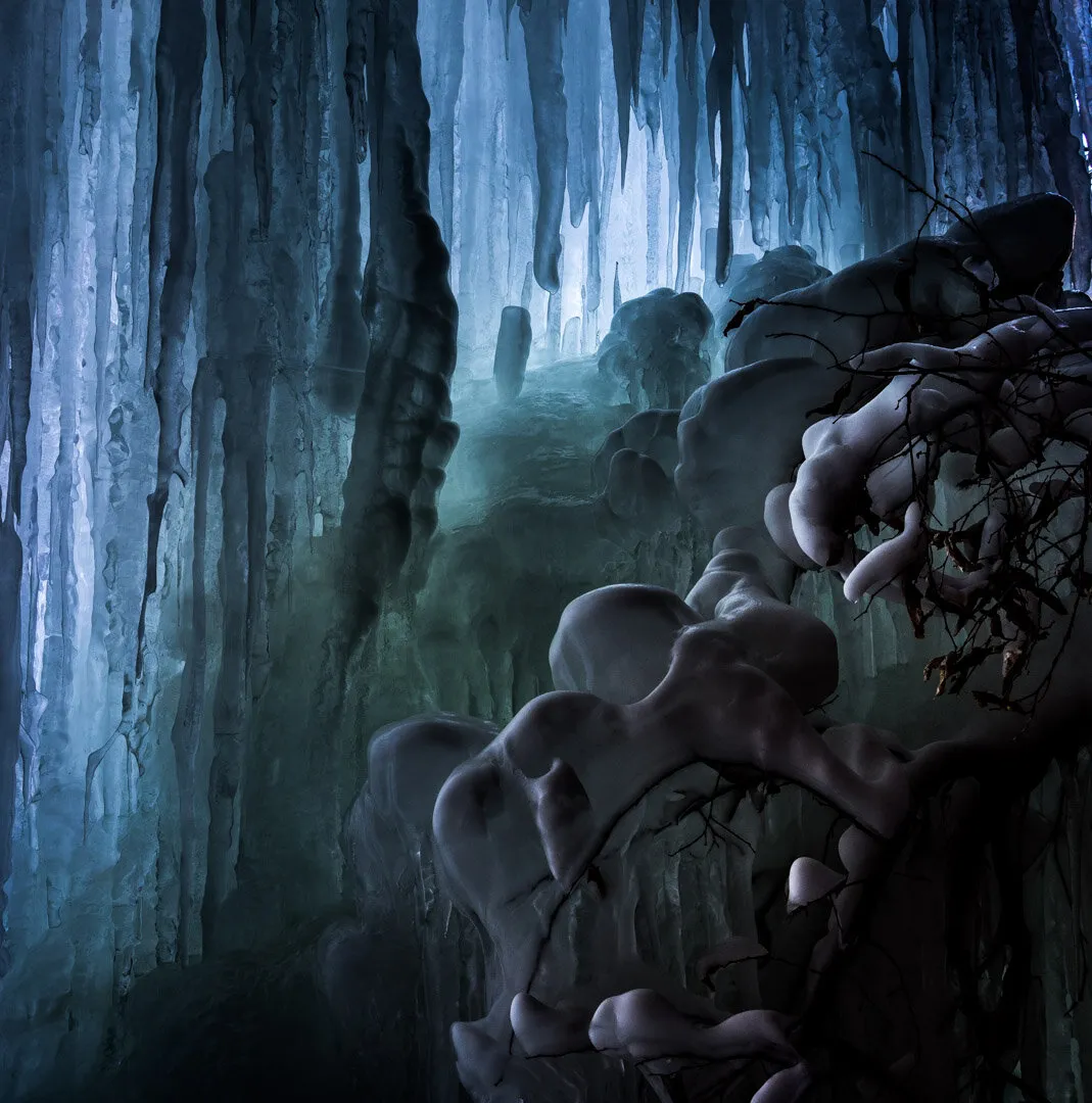 Inside an ice waterfall