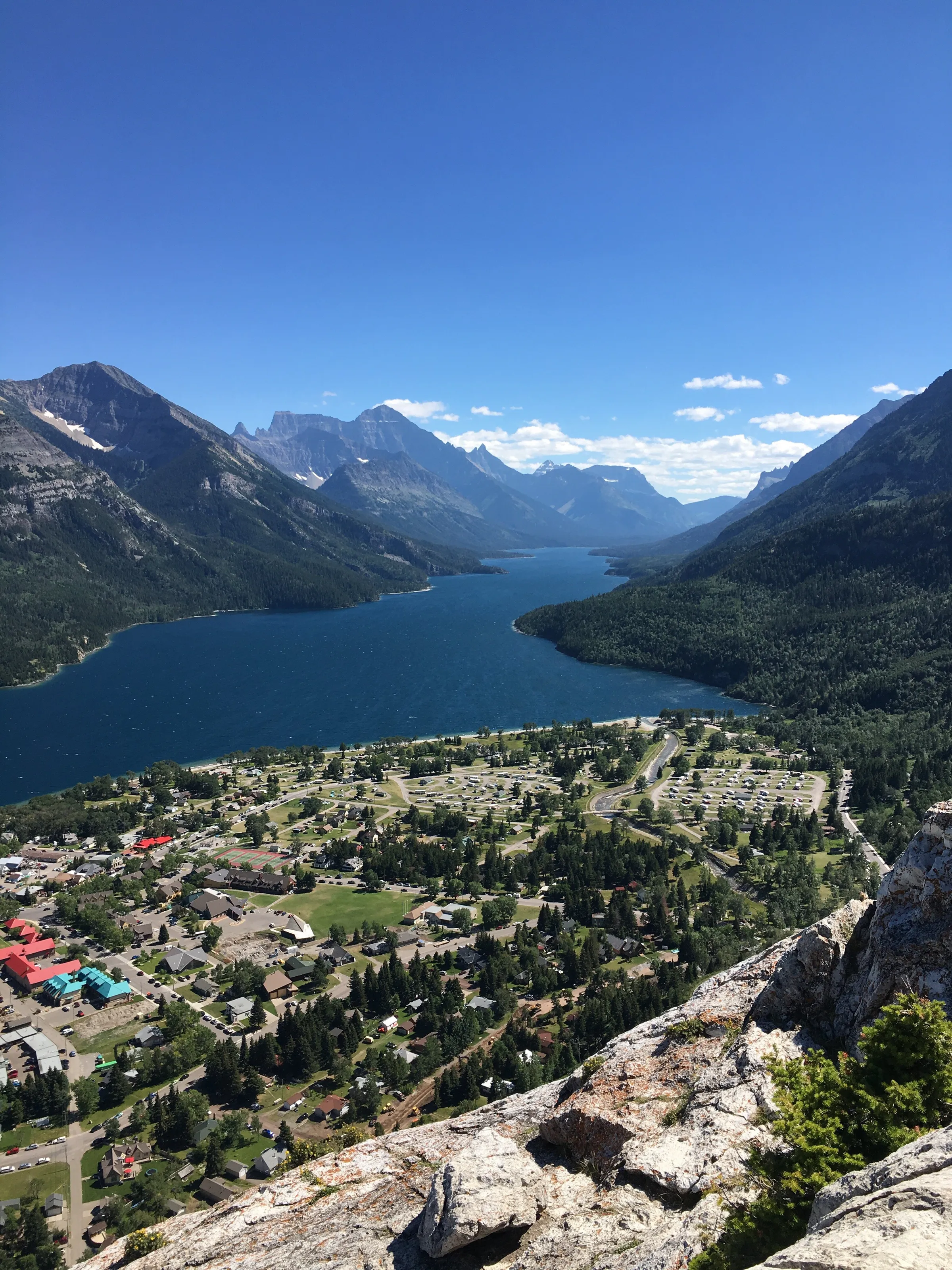 Canadian view of distant glacier park USA