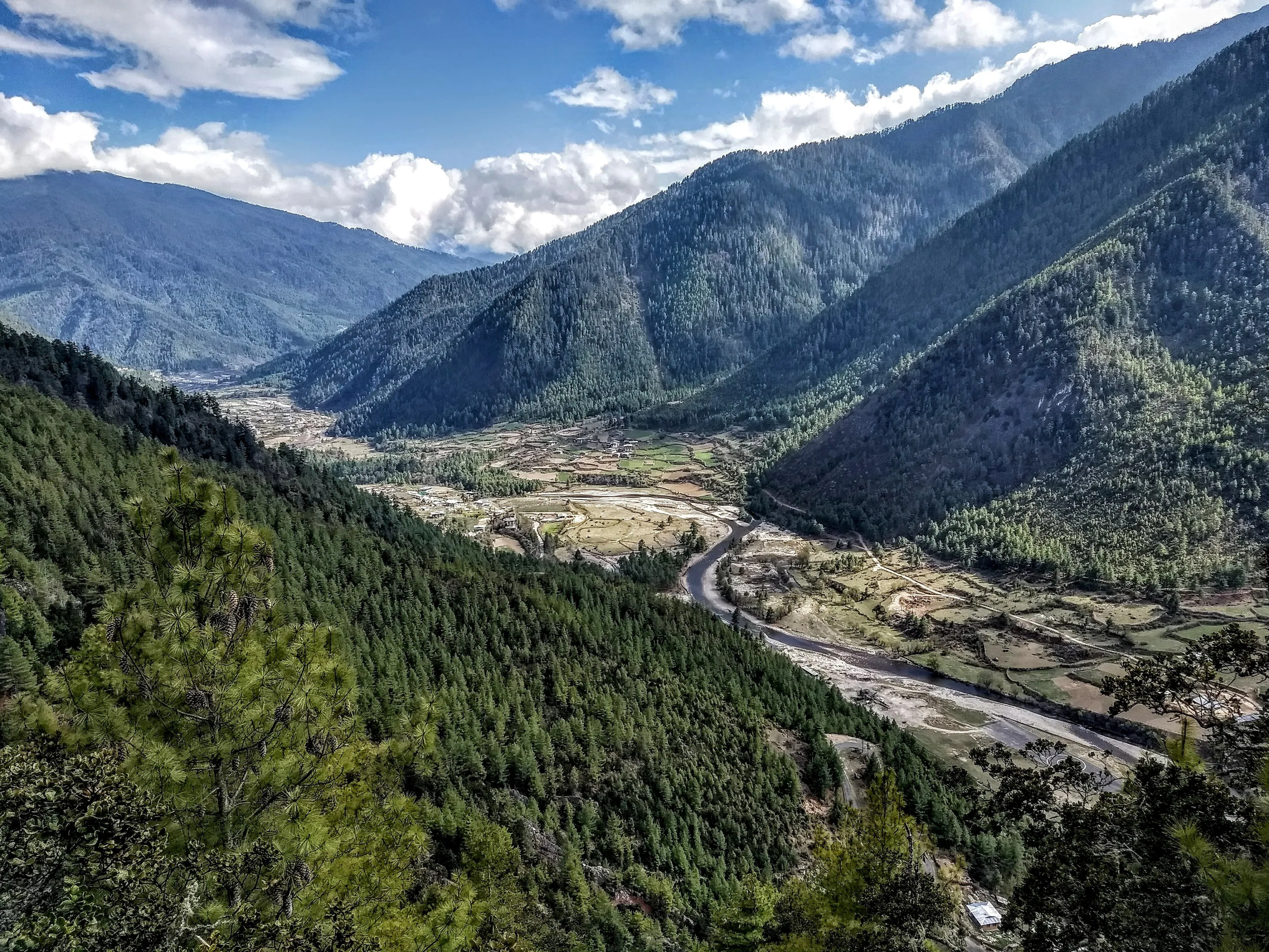 Clear blue skies and amazing landscape Bhutan