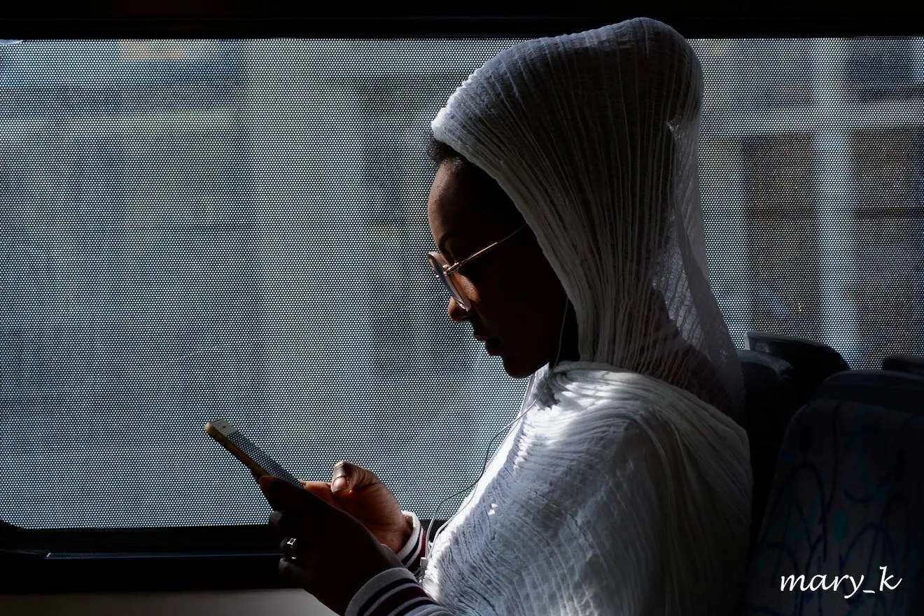 Lady in a bus