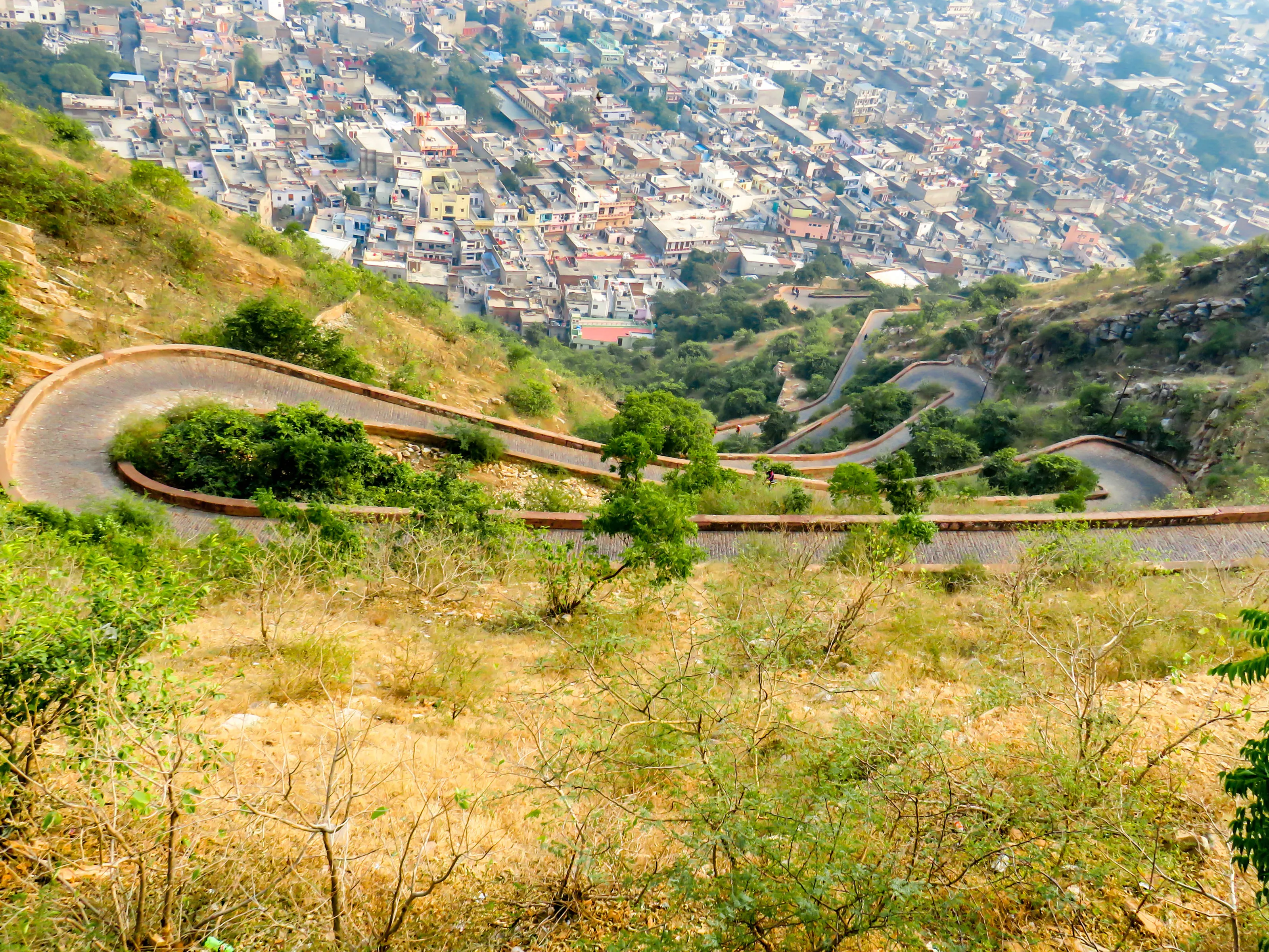 Serpentine climbing road
