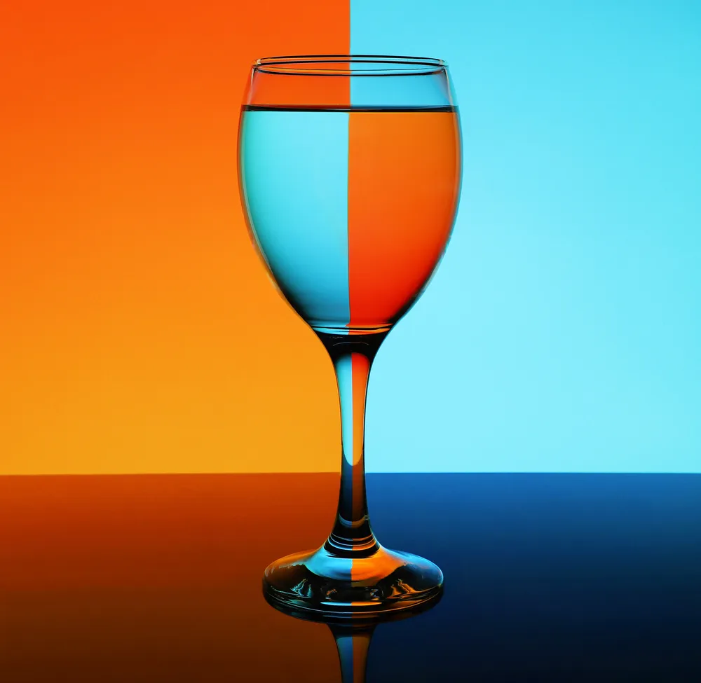 A glass-orange and blue.