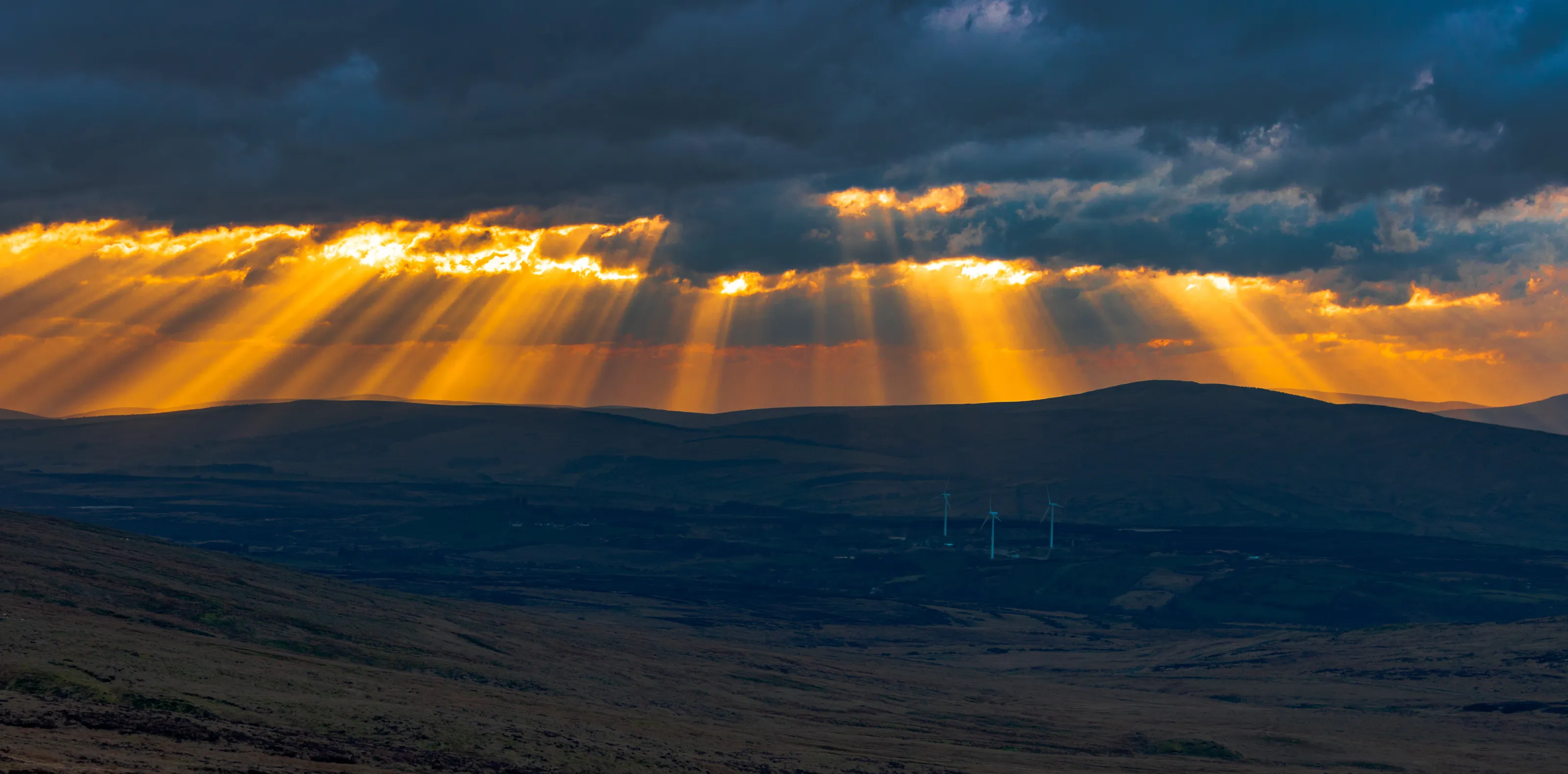 Light rays on top of Slieve Gallion, Northern Ireland