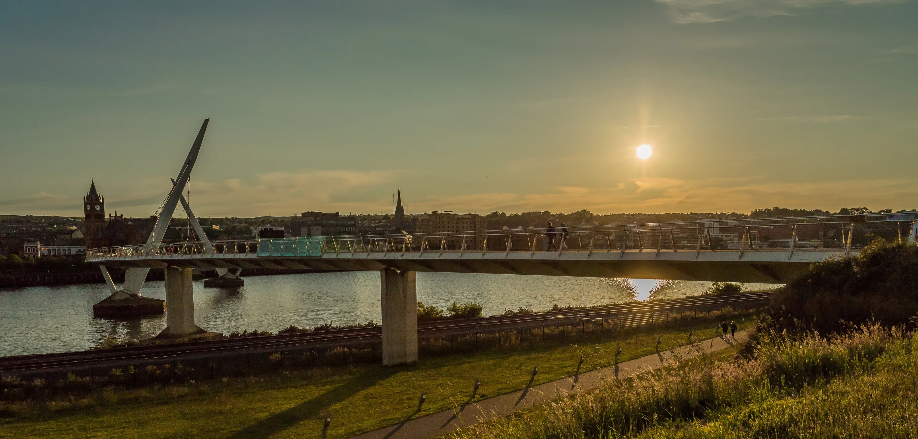 Sunset over the Peace Bridge, Derry