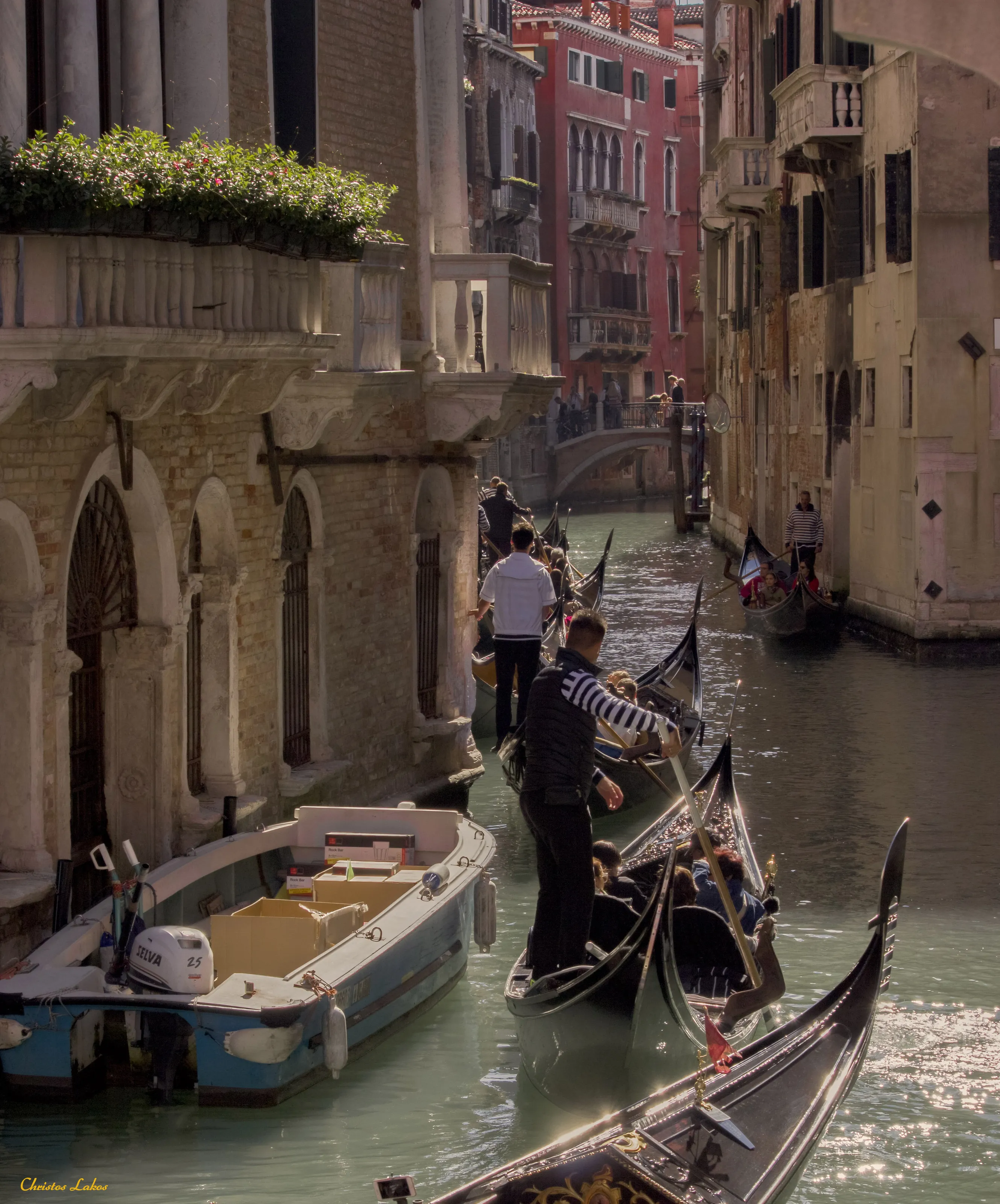 Venezia. Traffic jam in the canal