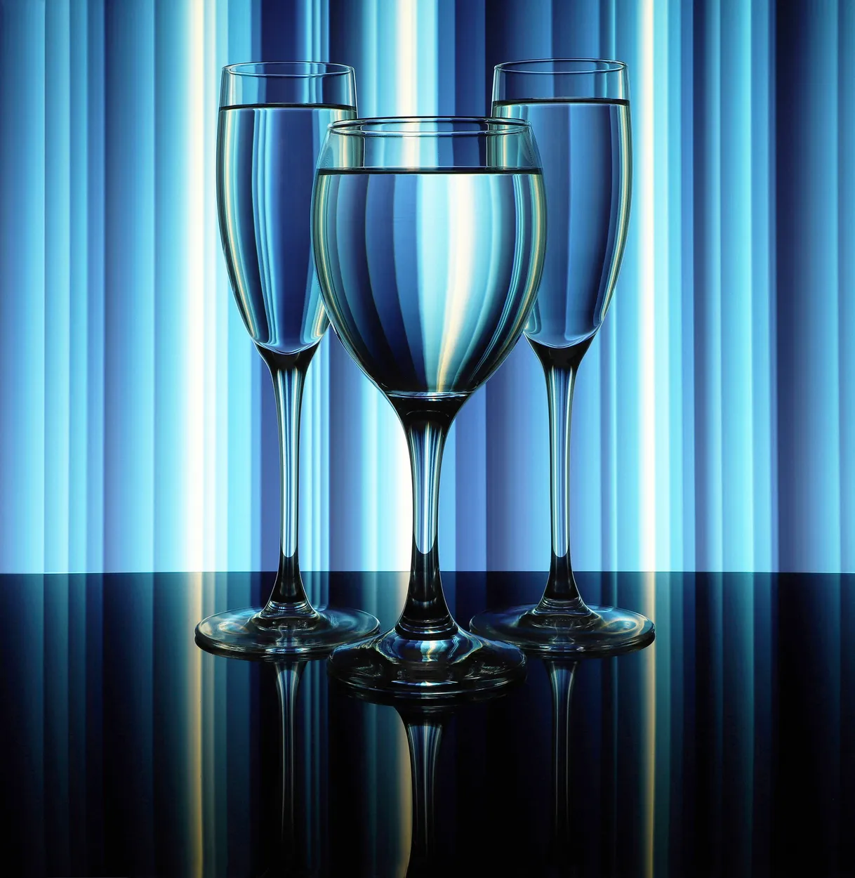 Three glasses.