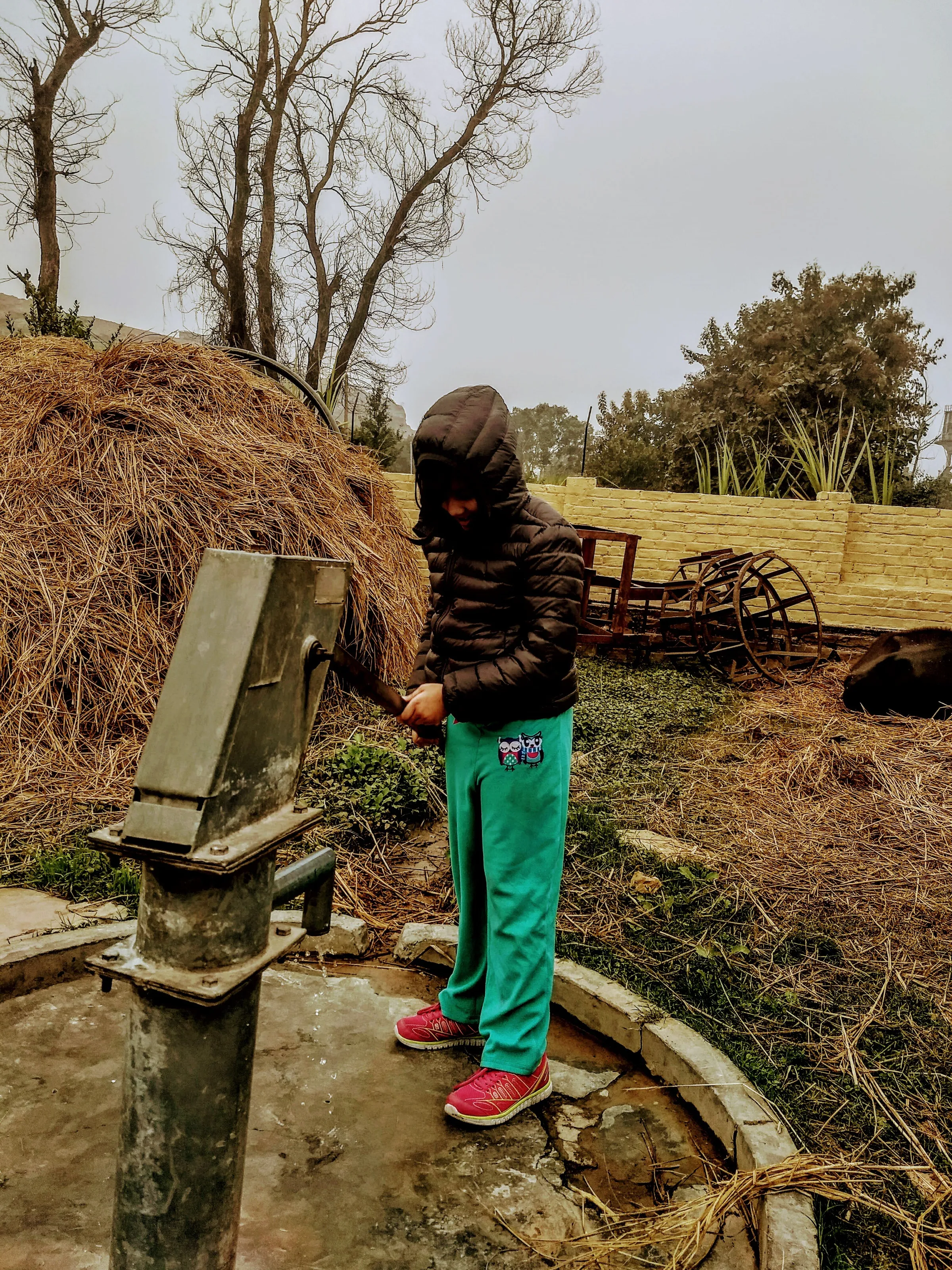 Child exploring village for the first time