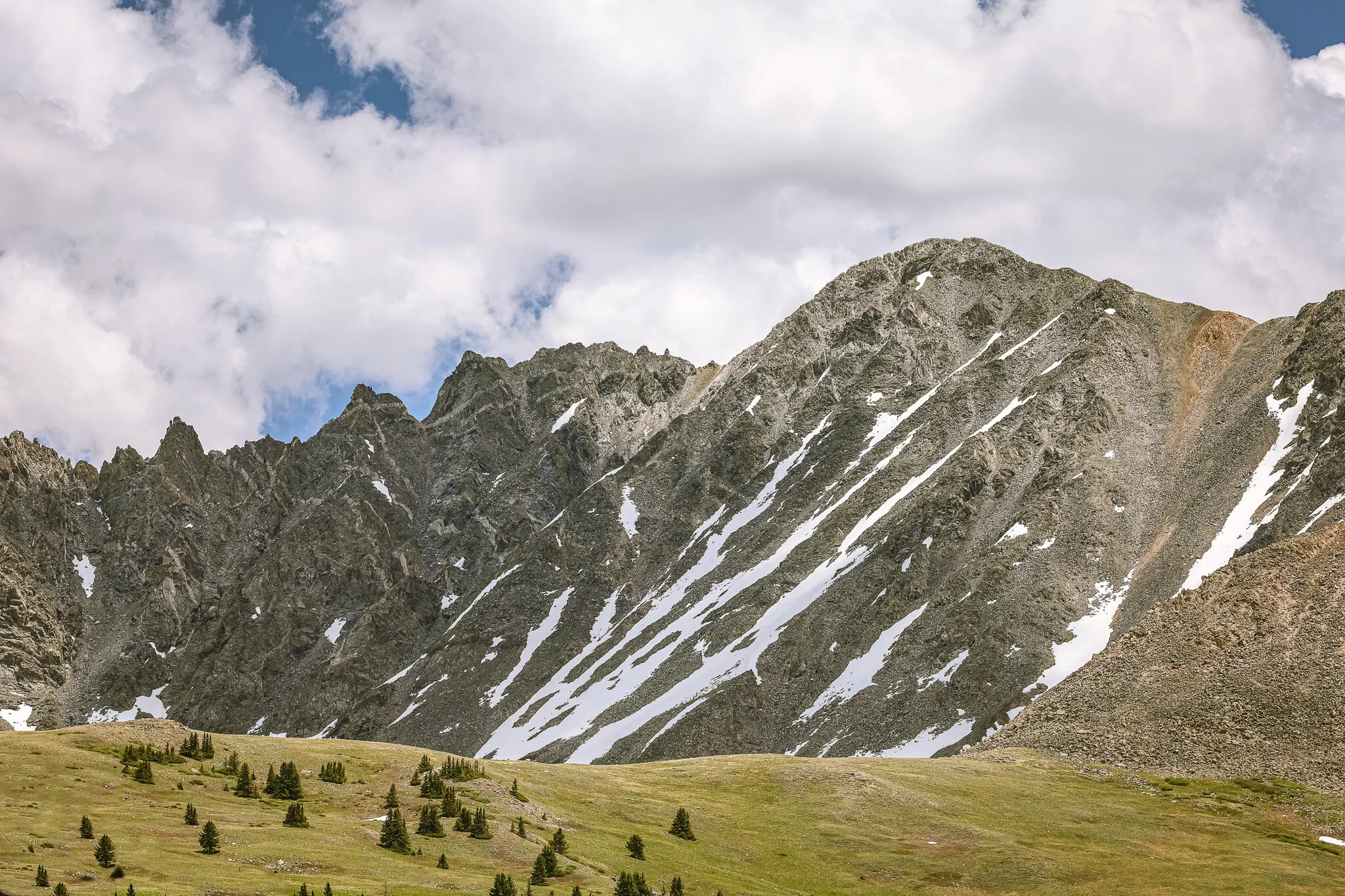 Top of the Rockies with the North Side Covered in Snow