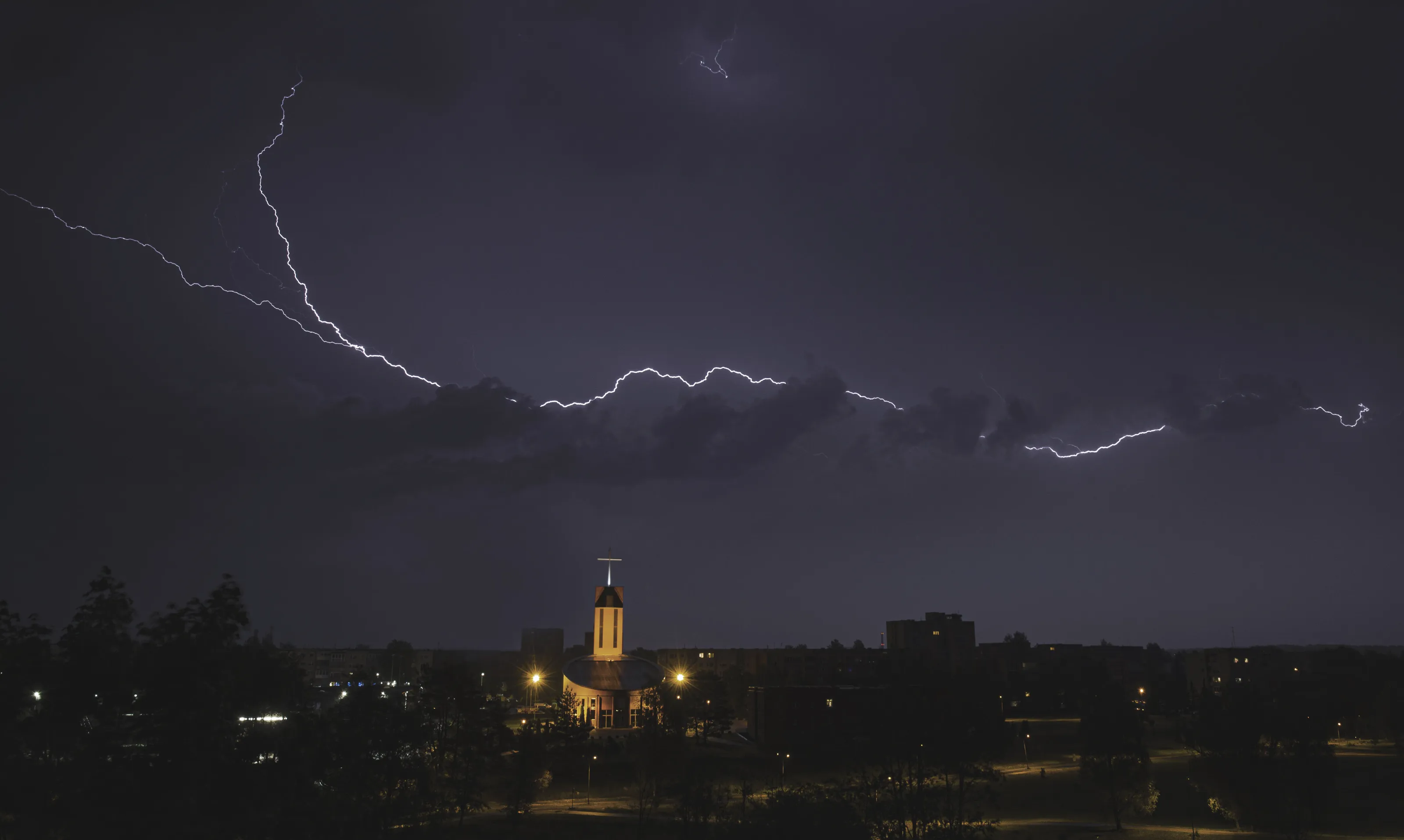 Lightning over the church