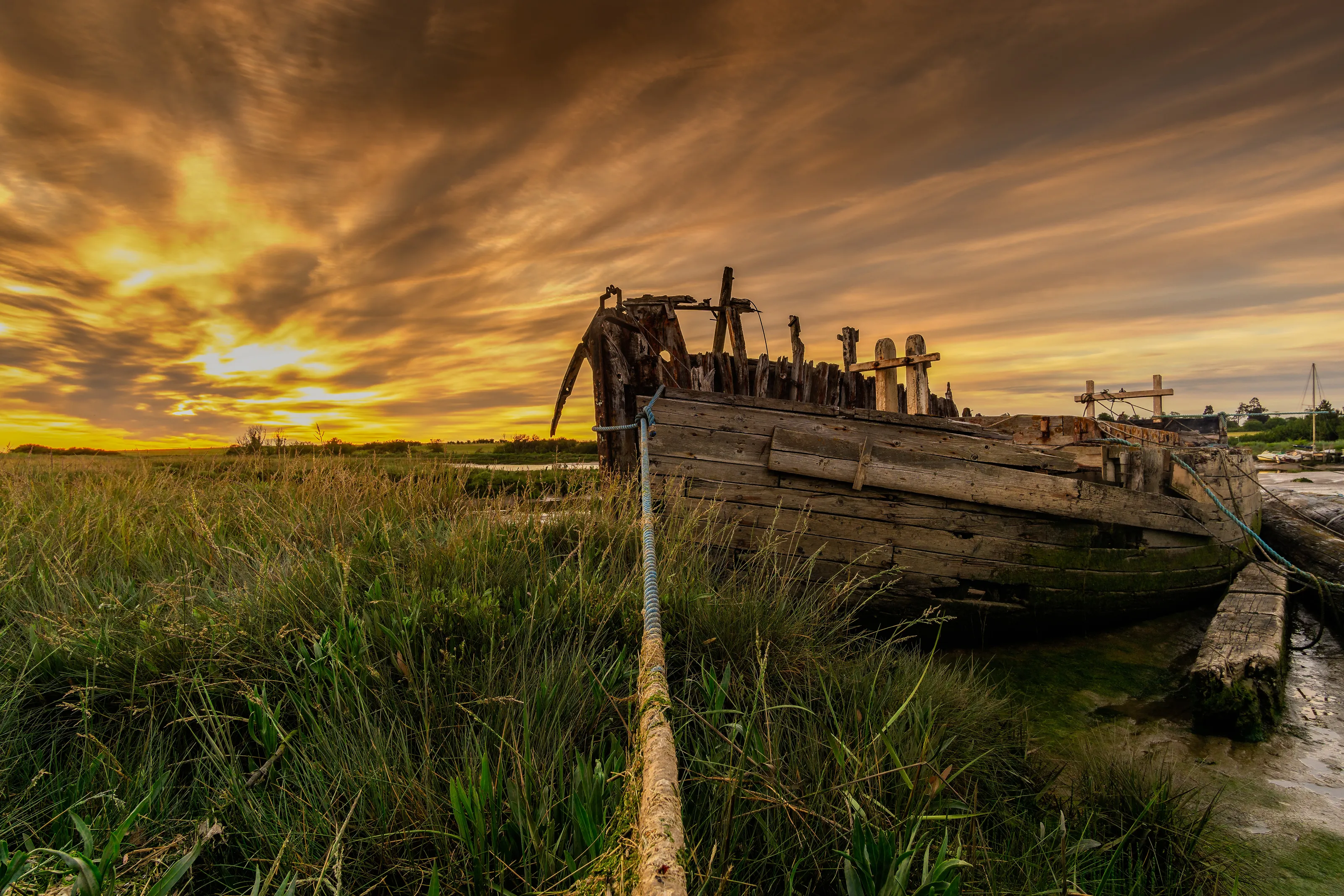 Sunset over shipwreck