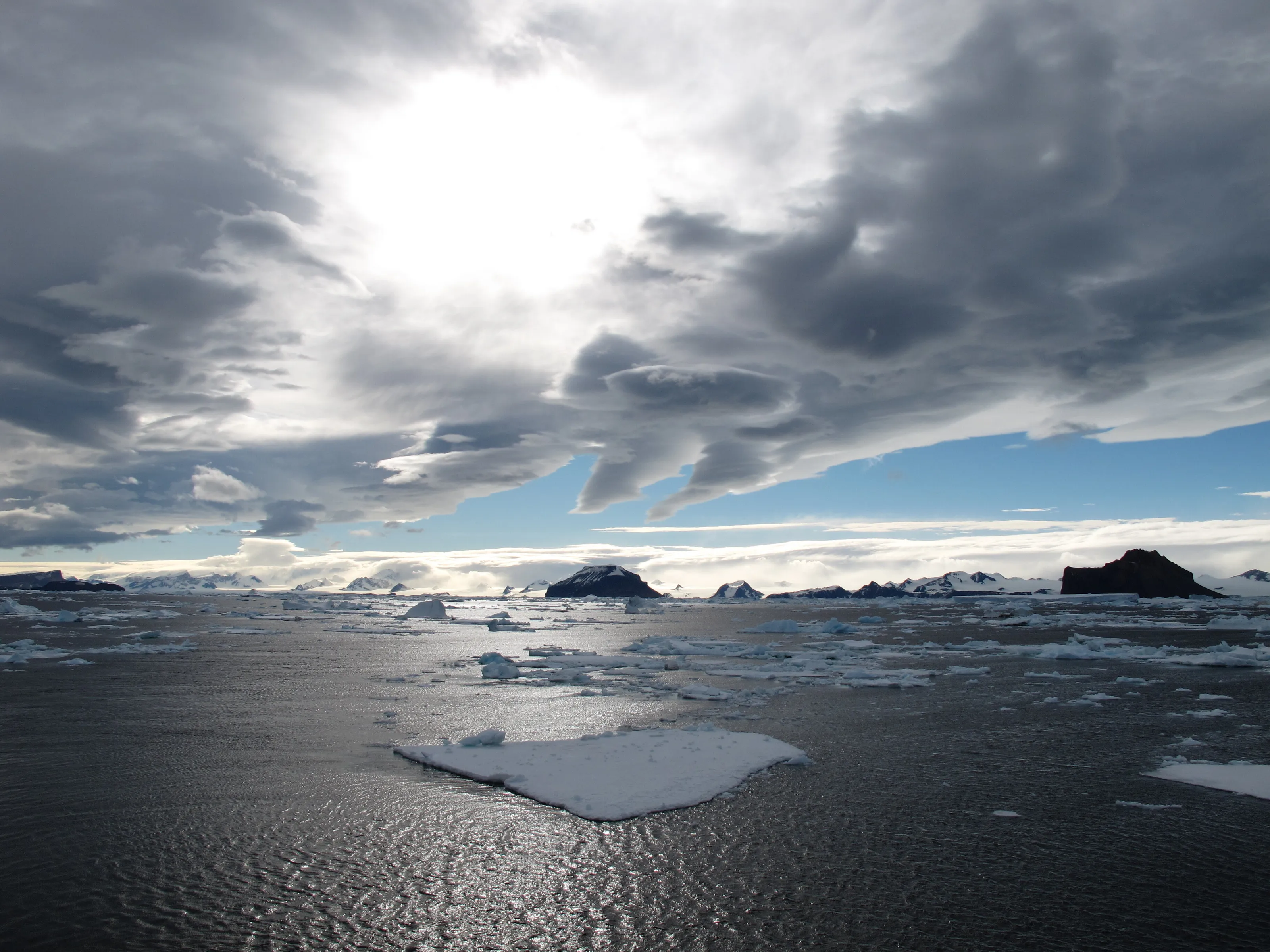 Navegando entre los témpanos en el canal principe Gustavo, Antártica