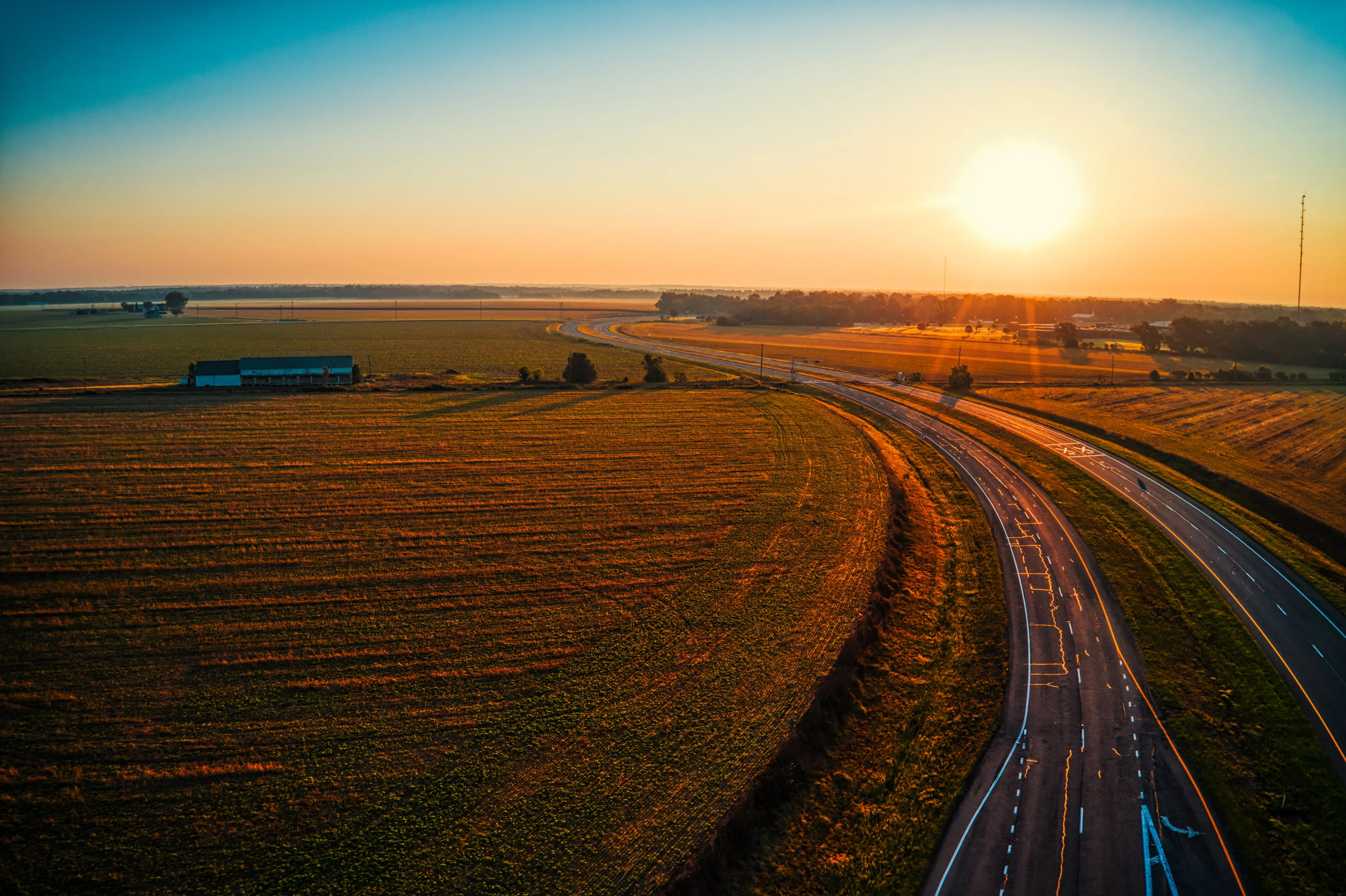 Rural Highway at Sunrise