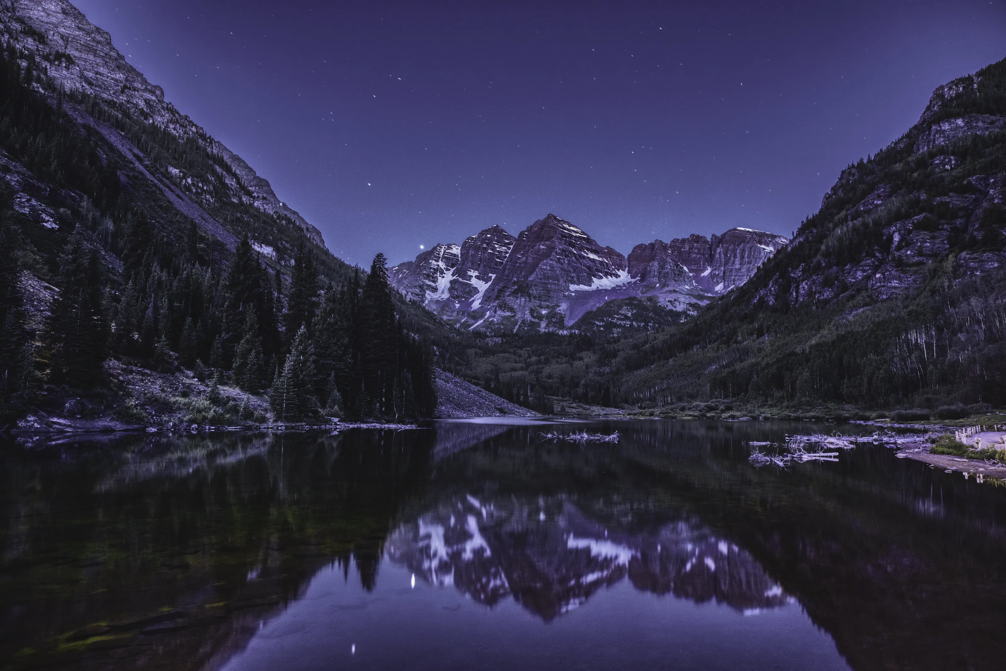 Maroon Bells at night