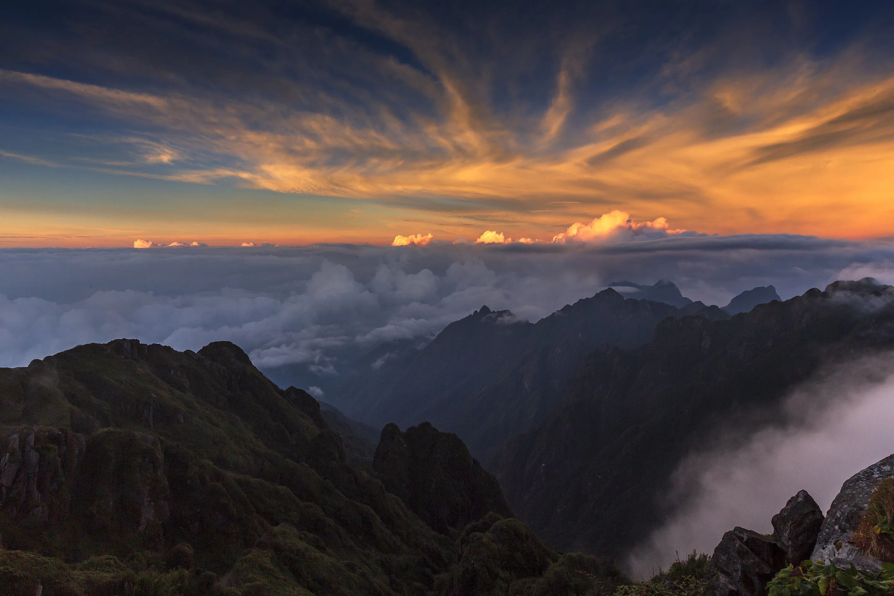 Mountain range with beautiful morning cloud