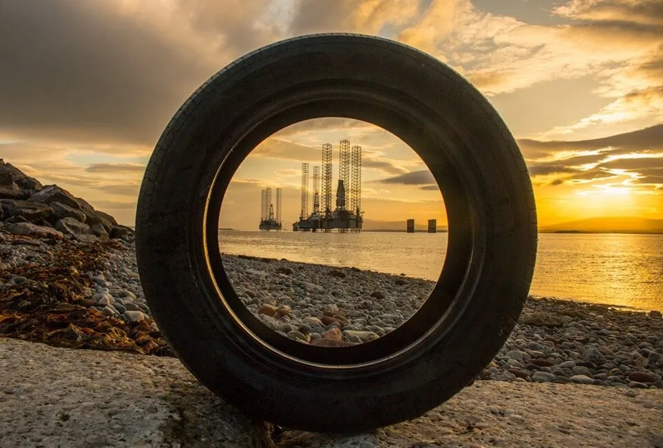 Sunset through a tyre