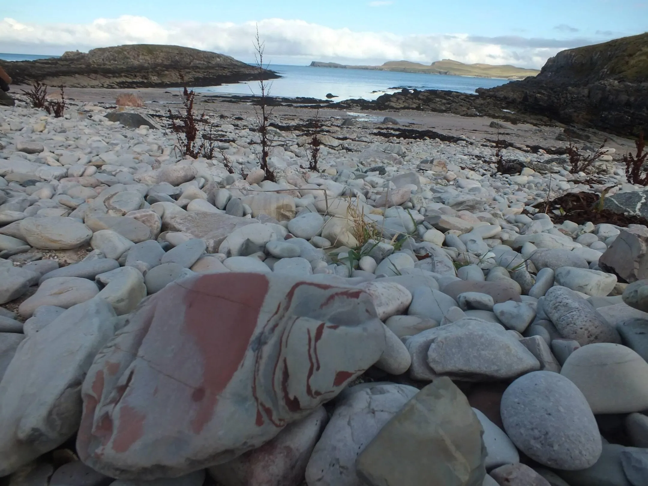 Large pebbles on beach