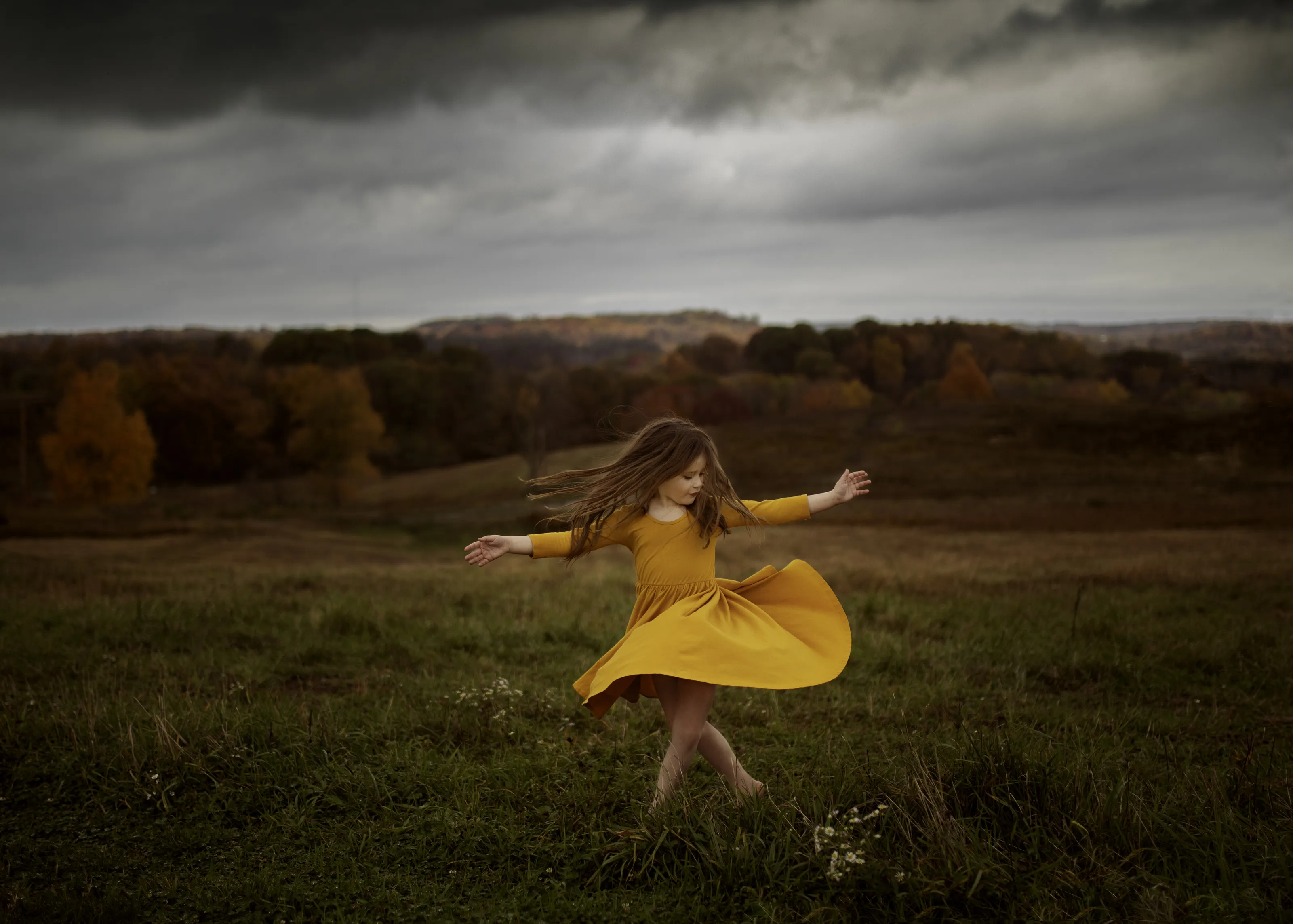 Cloudy golden hour twirl