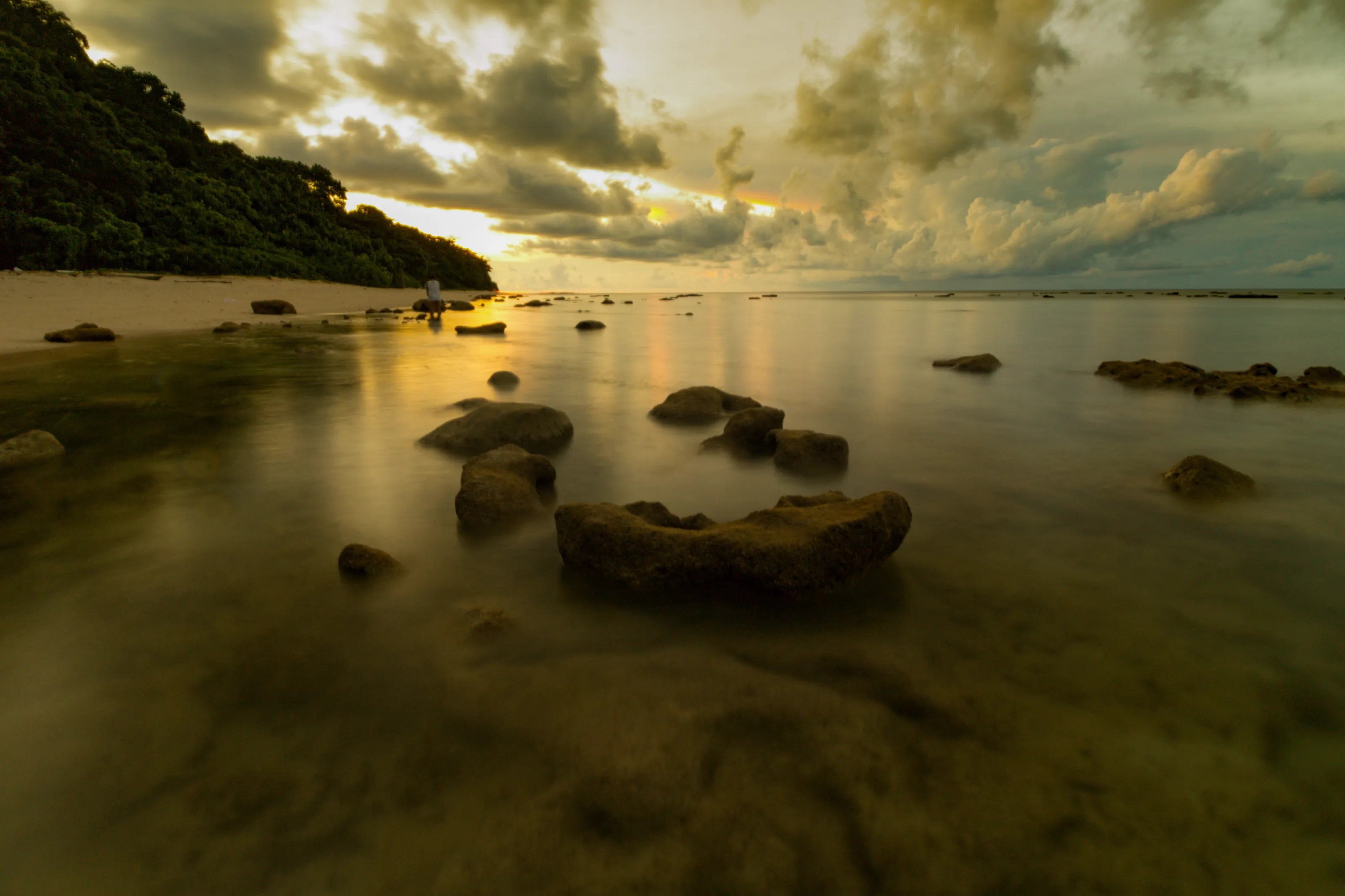sunrise on an uninhabited island