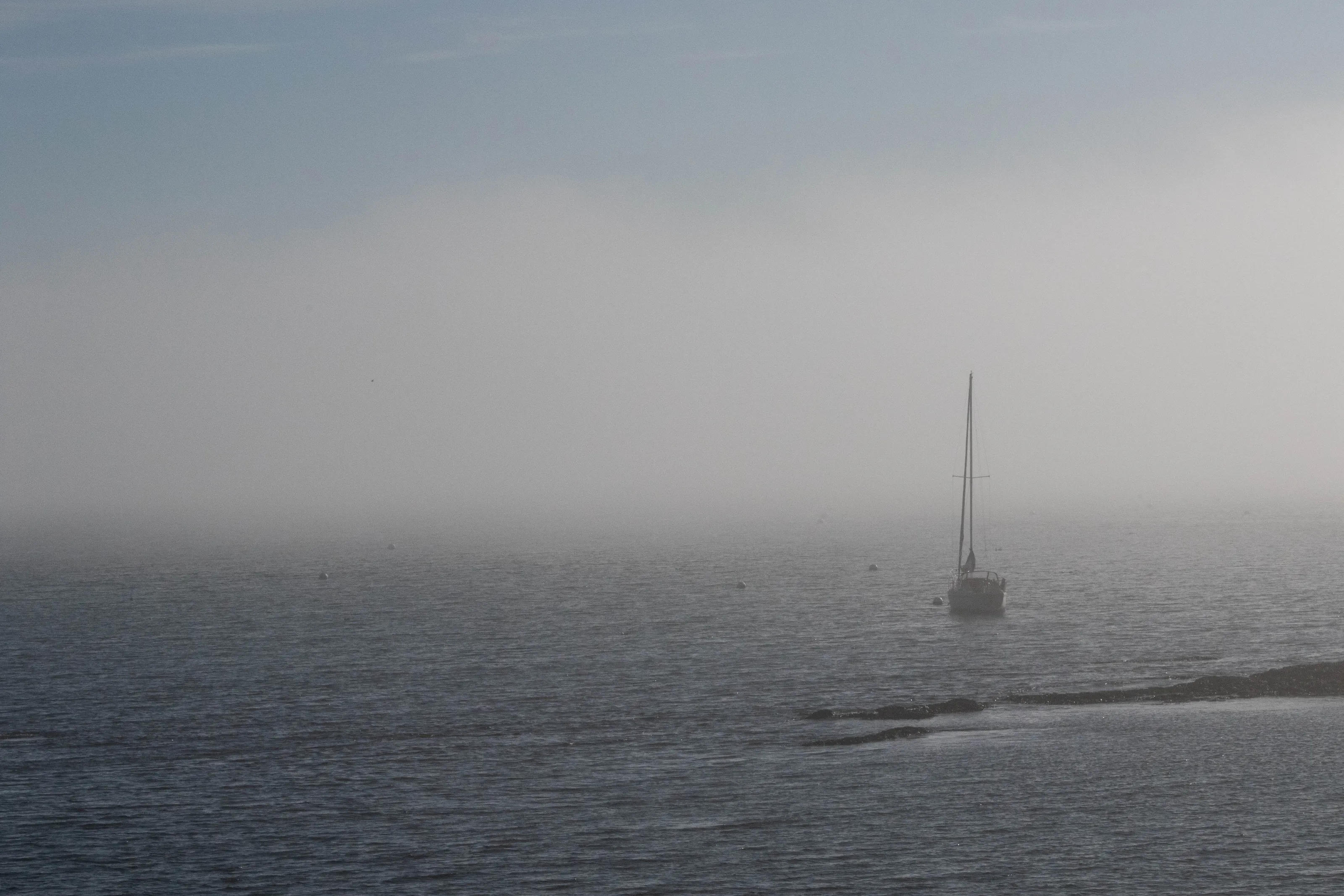 Sailboat in fog