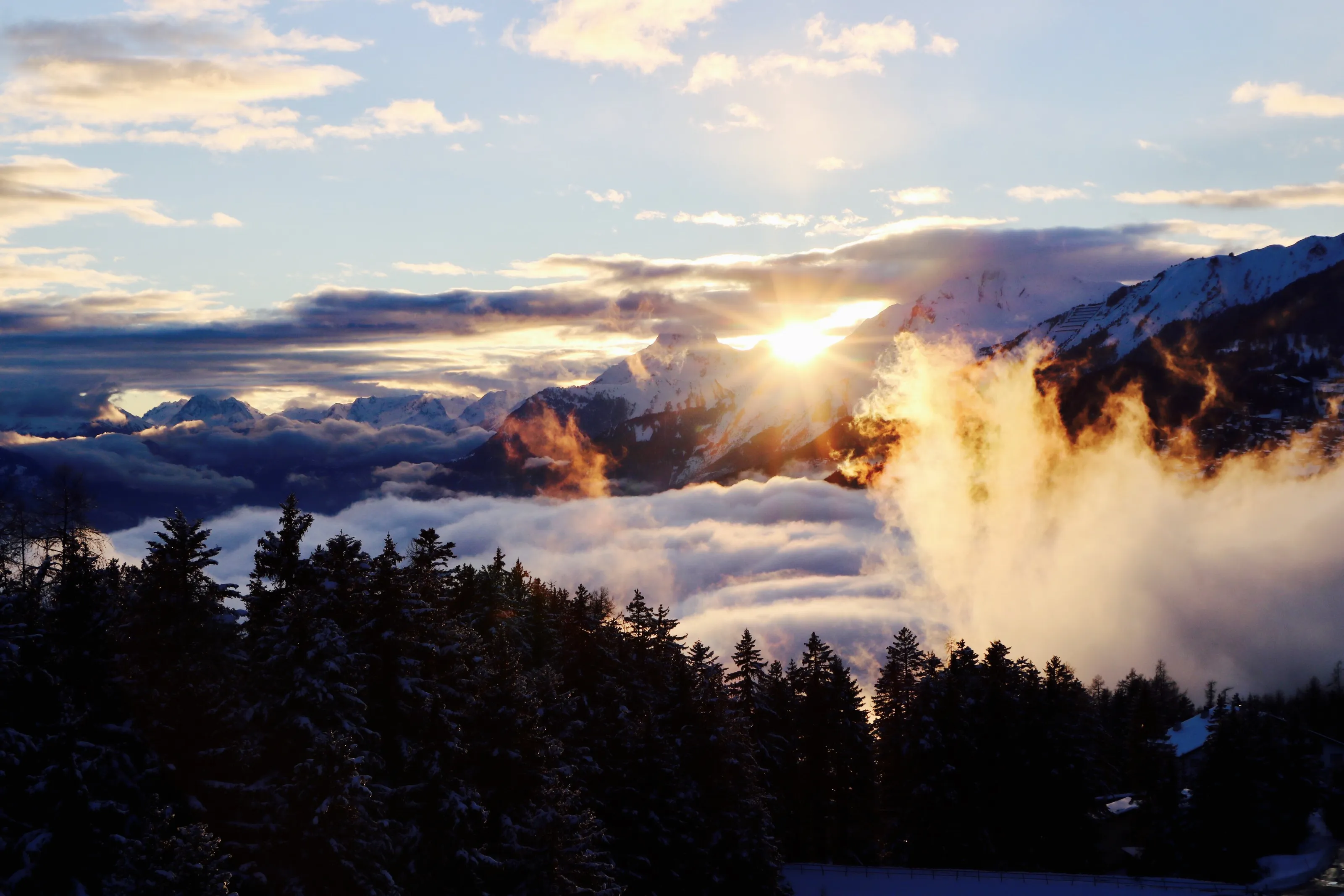 Winter Sunset, Rhone Valley, Switzerland