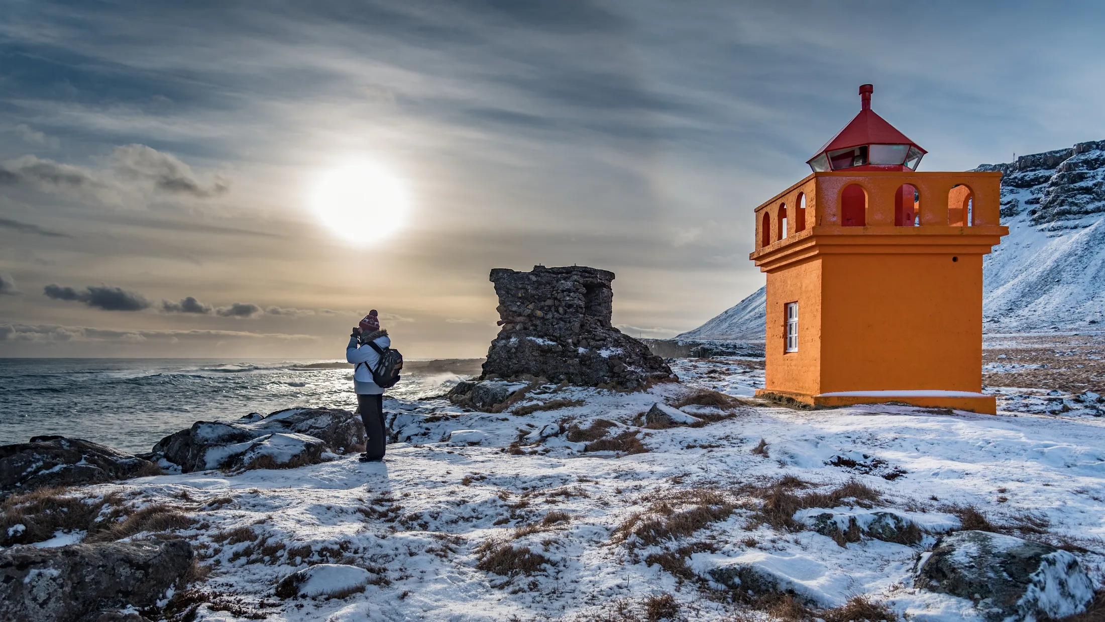 Photographer in full creation, on the east #coast of #iceland