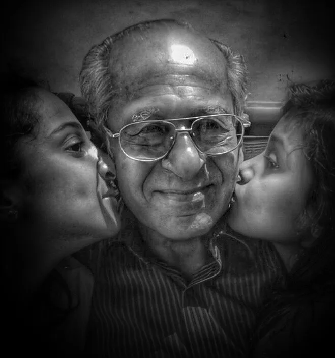 Portrait  in black and white,  Grandchildren’s love ❤️