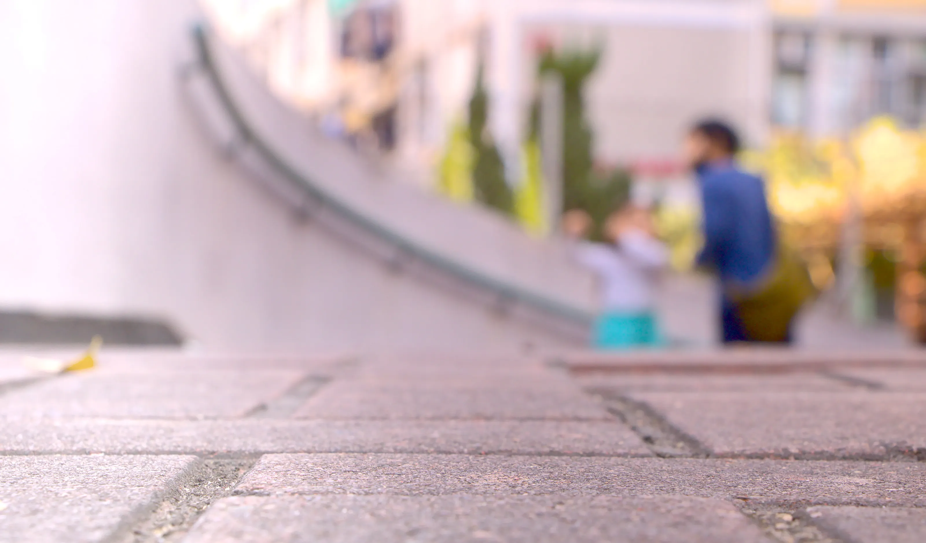 A boy and girl walking down