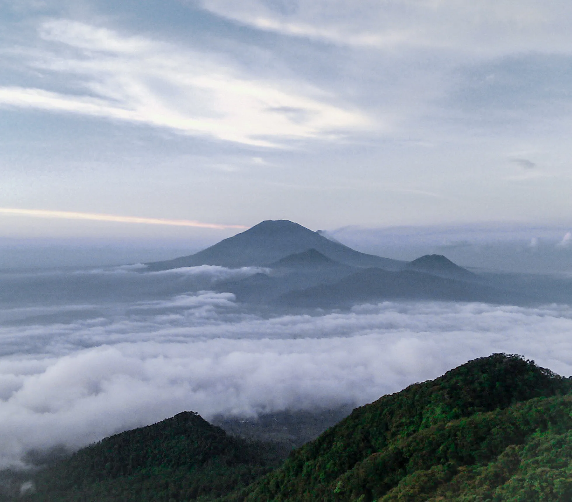 Morning on the top of the Mt. Ungaran, Semarang, Indonesia