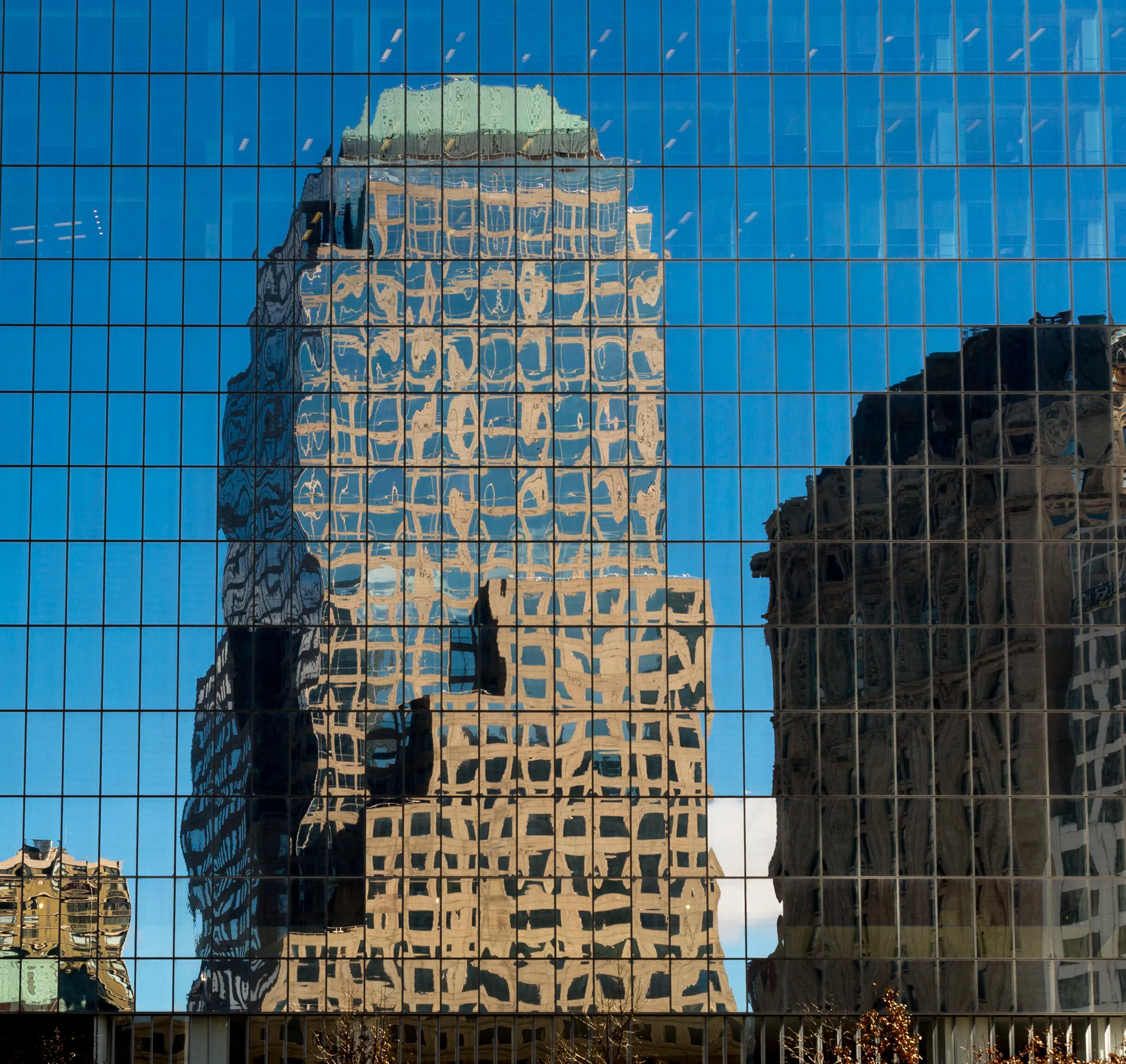New York tower in reflection
