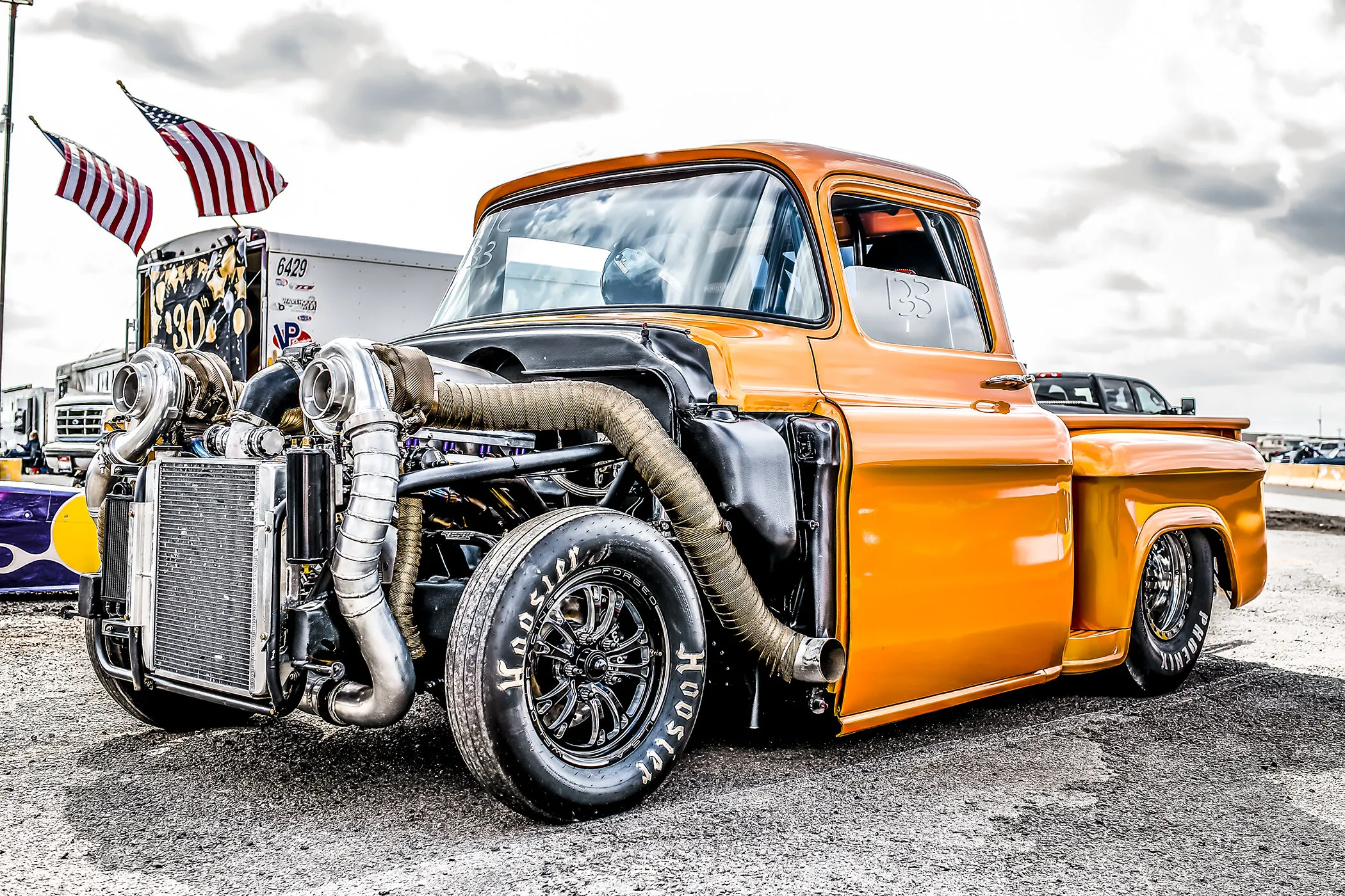 Orange Drag Racing Truck