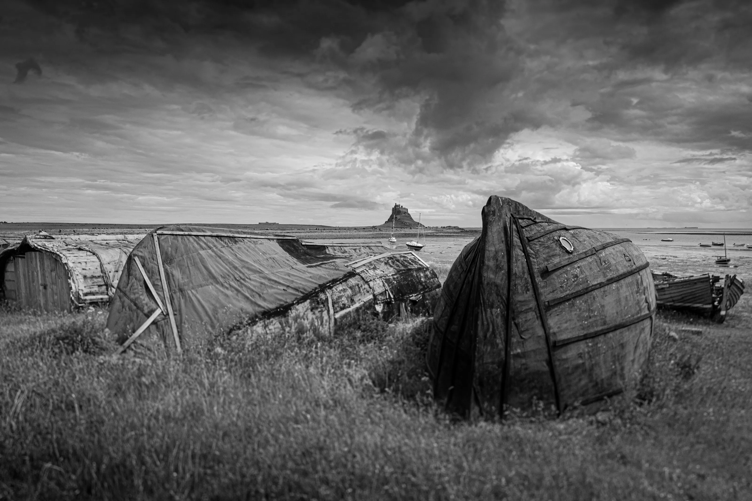 Boat Huts and Castle, Holy Island
