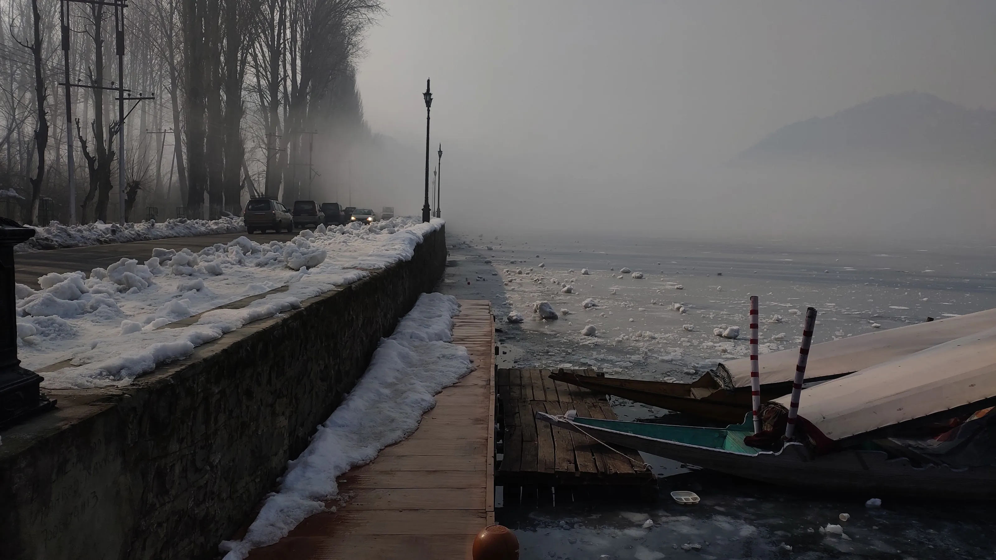 A beautiful view of dal lake  freez Kashmir