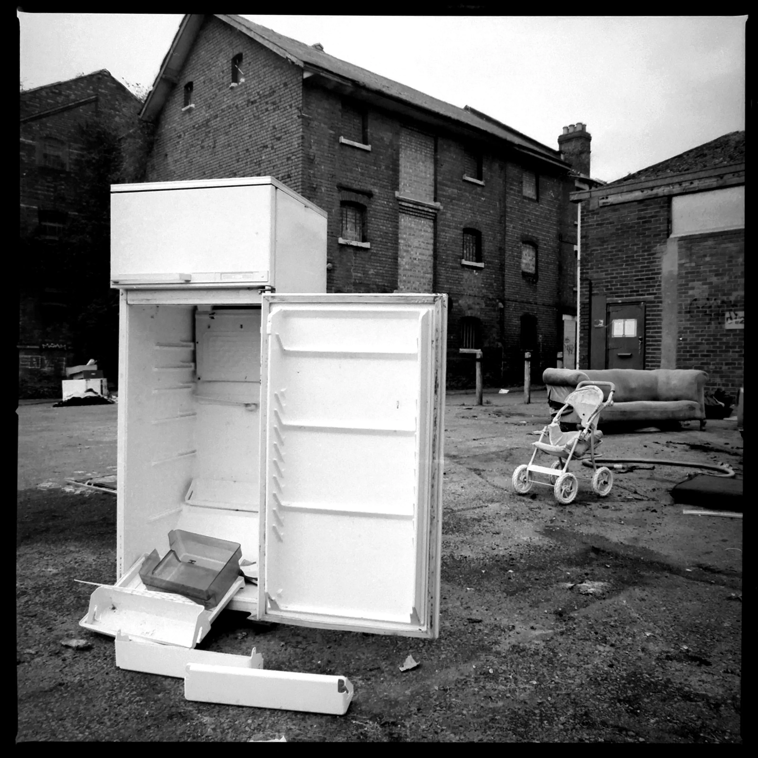 Fridge, Pushchair, Sofa