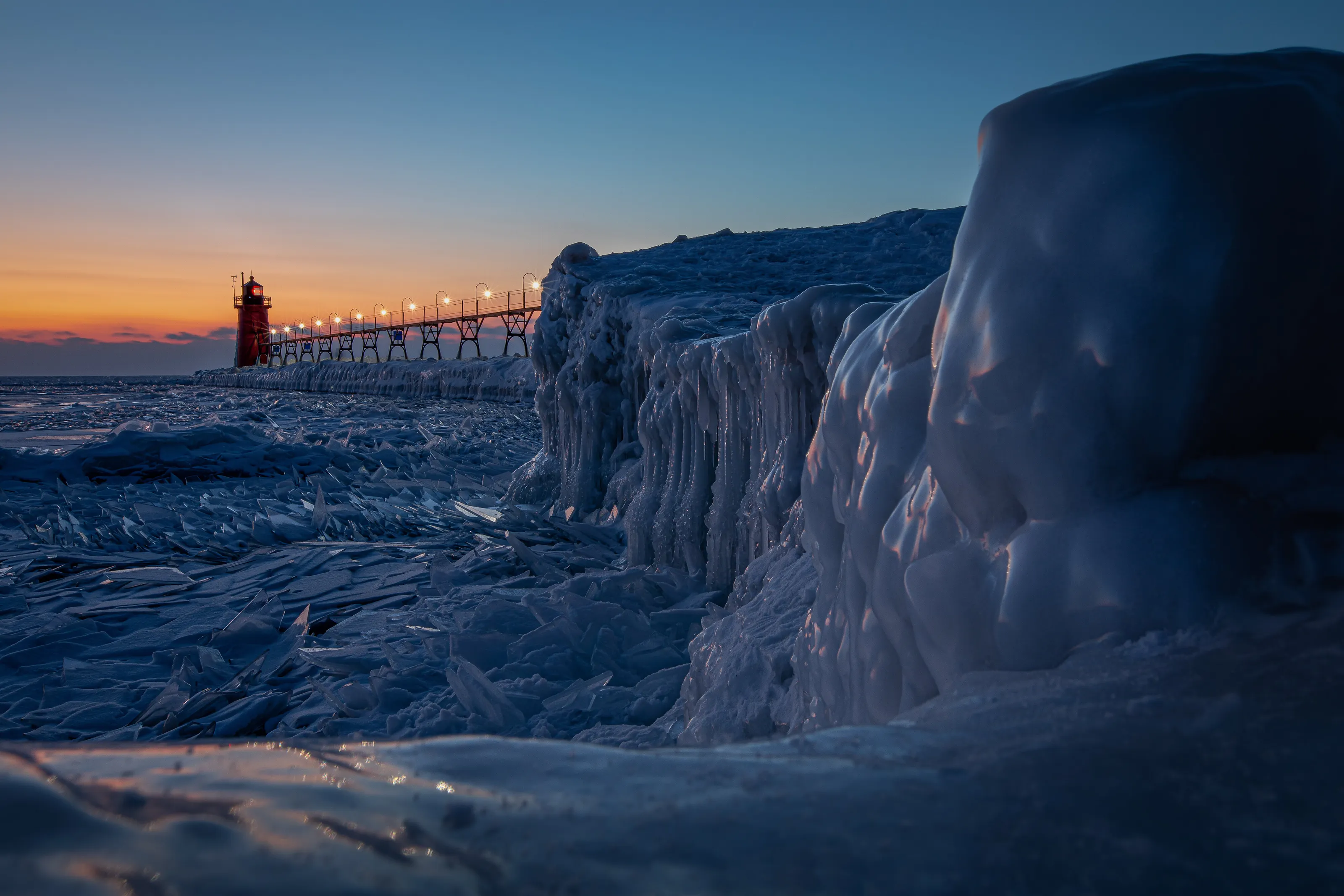 South Haven Lighthouse in Winter