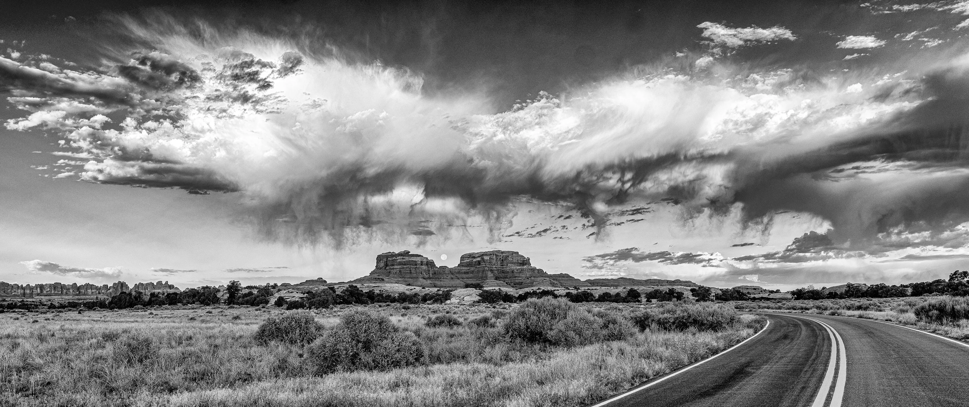 Moonrise Over Mesas -- Chesler Park, Canyonlands National Park, Utah, USA