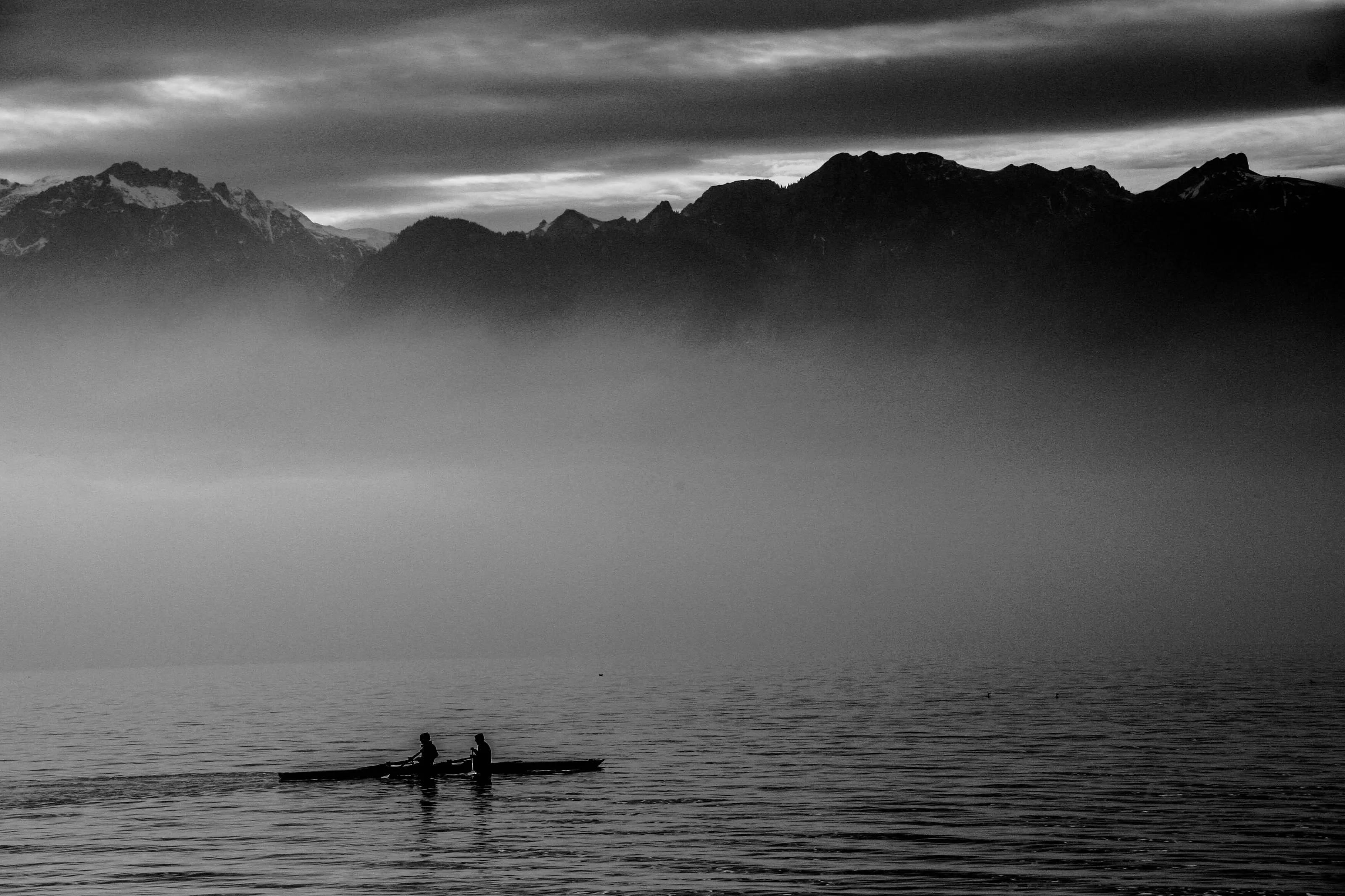 Rowers on Lake Geneva