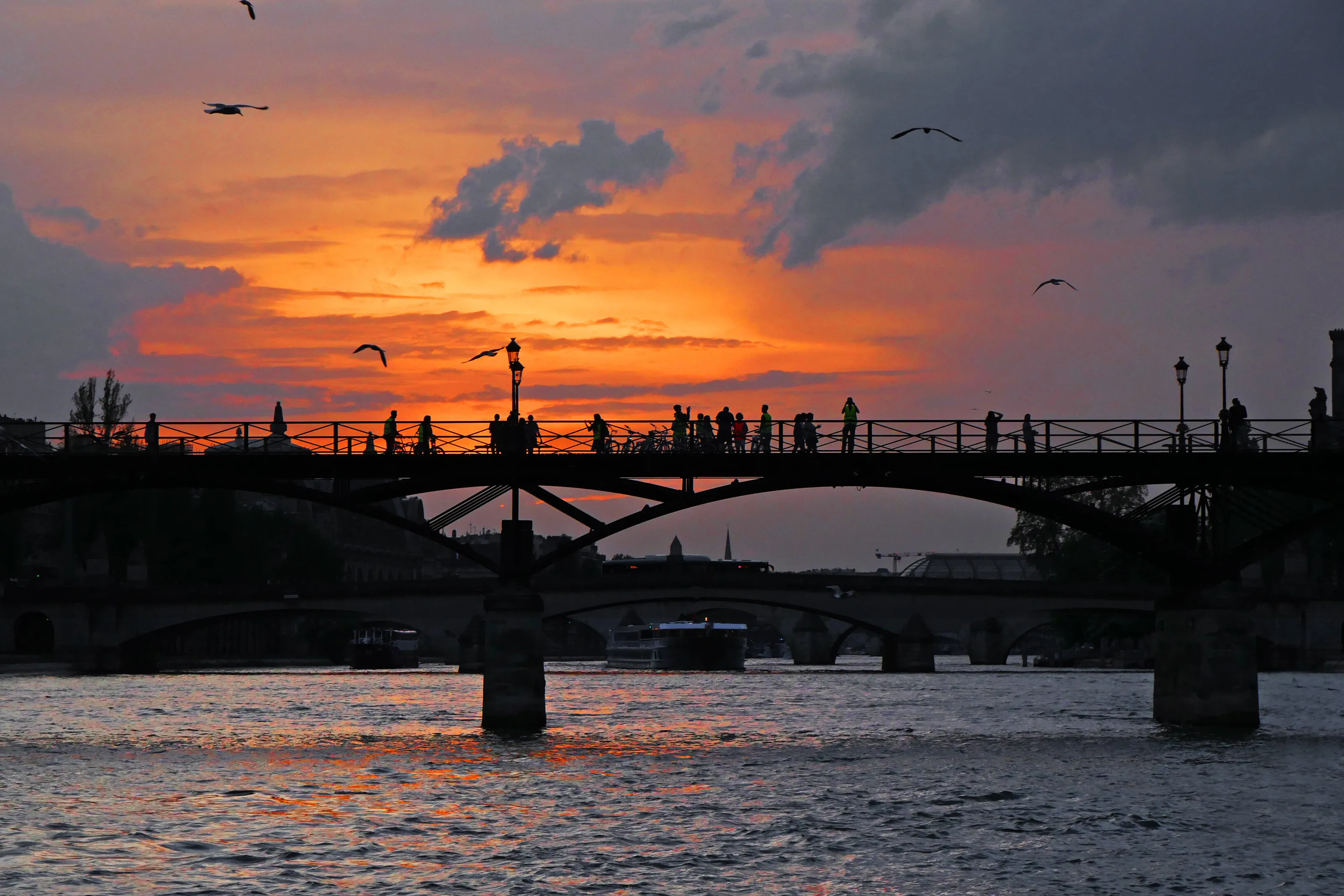 Paris, orange sky.