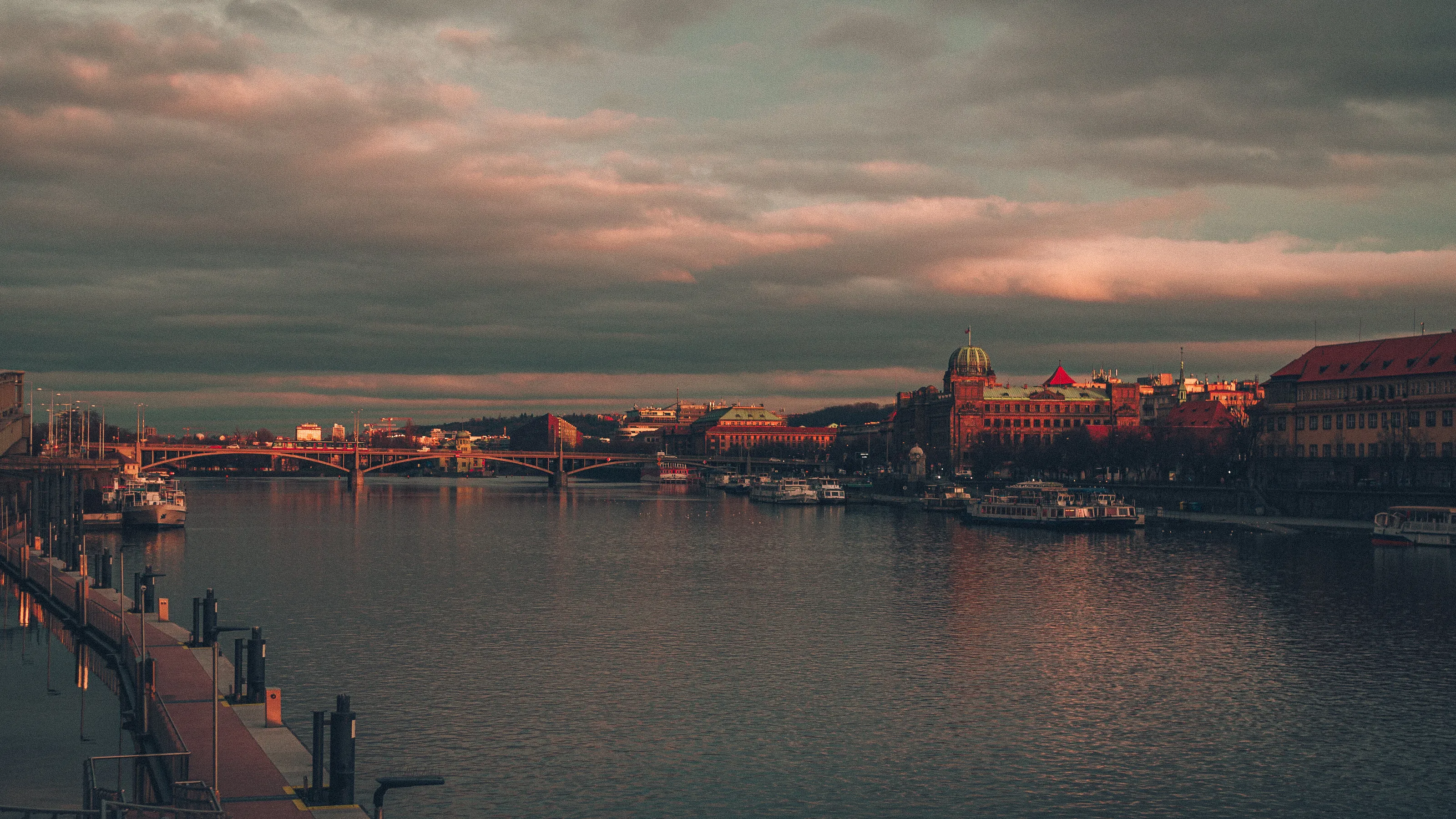 Red sunset over Moldau