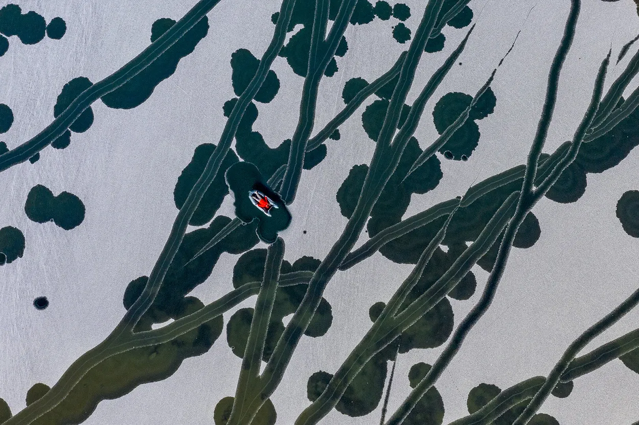 Self-portrait in a boat