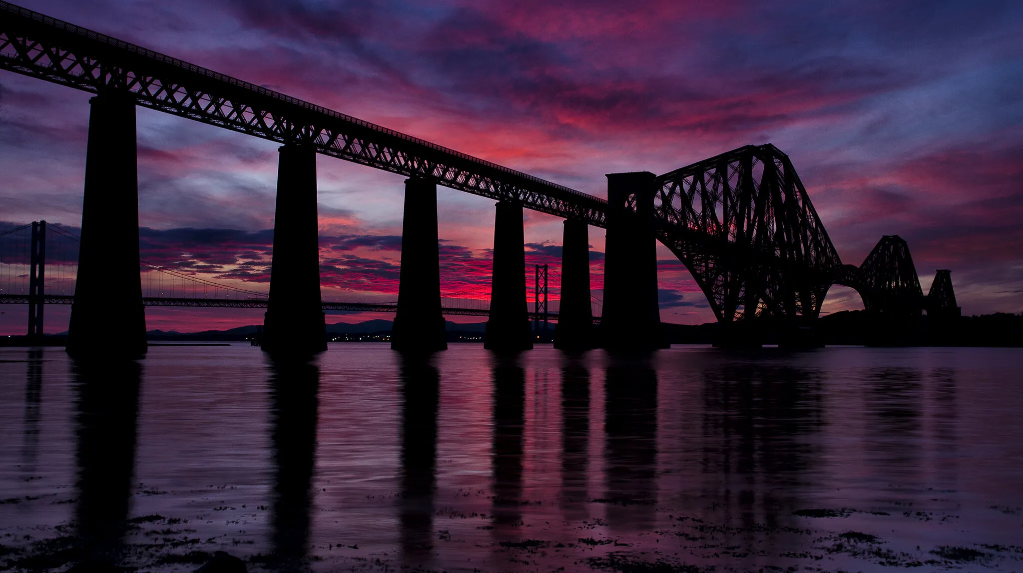Red Sunset Forth Bridge