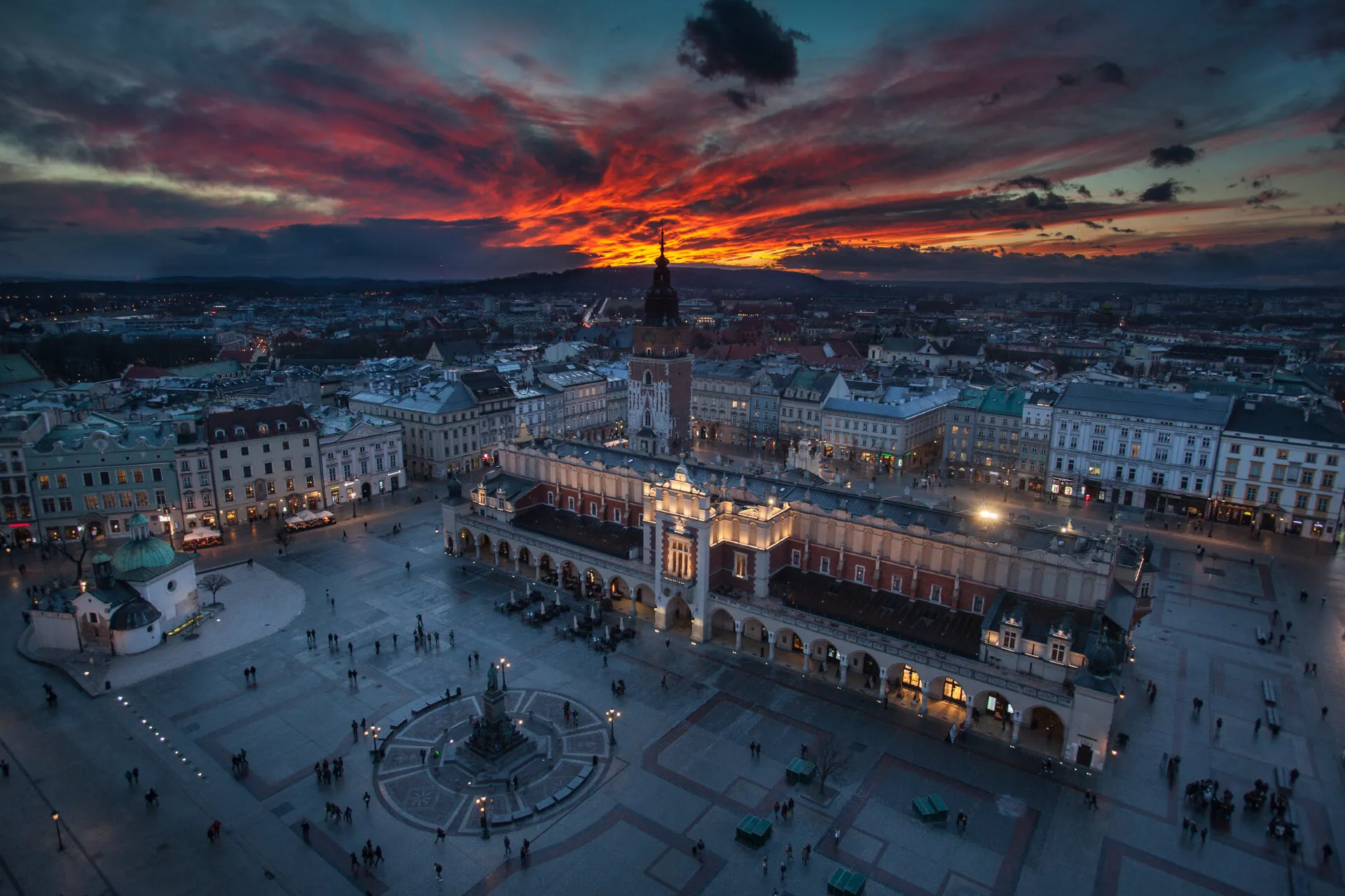 Sunset over Krakow's Main Square