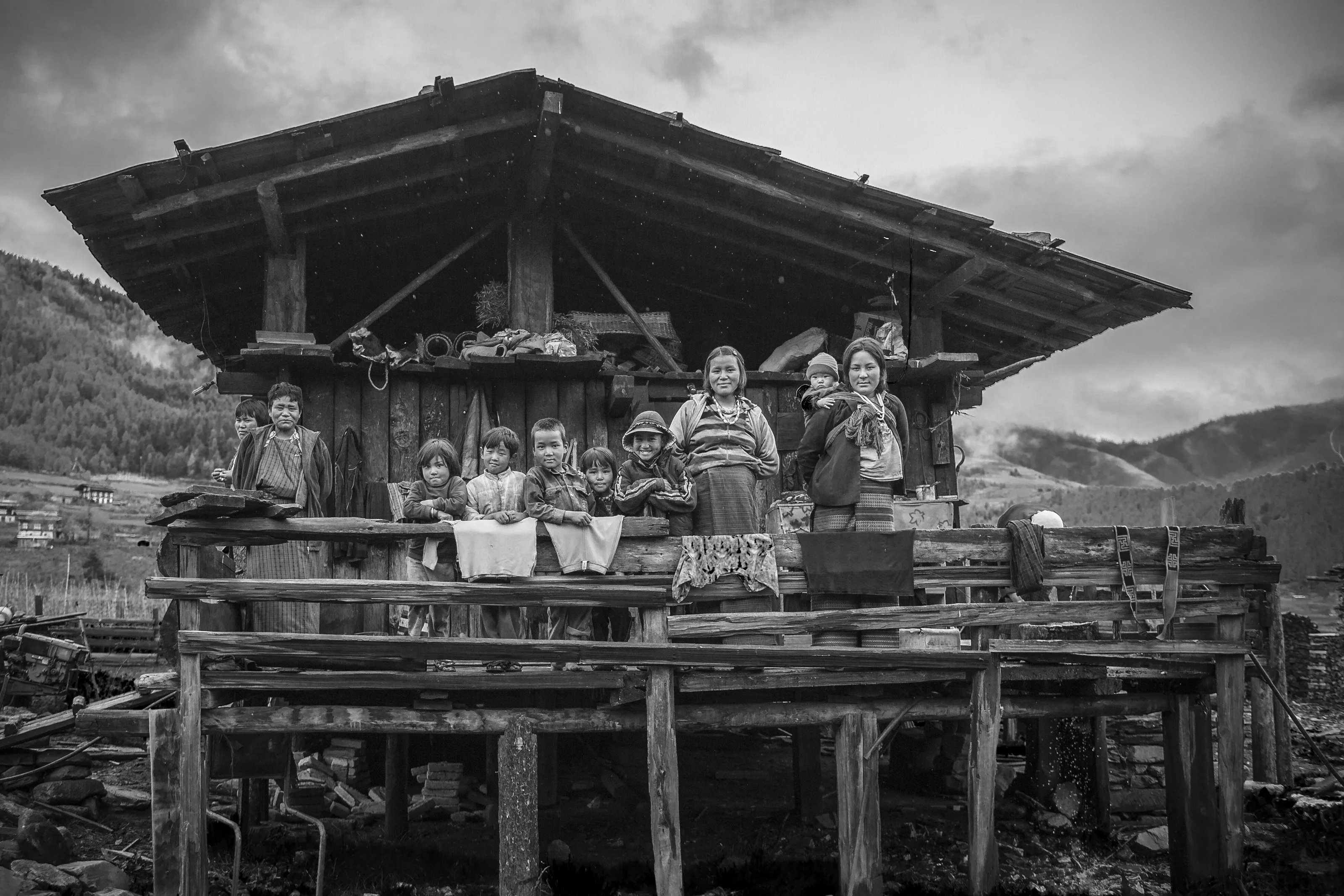 Bhutanese woodcutters family