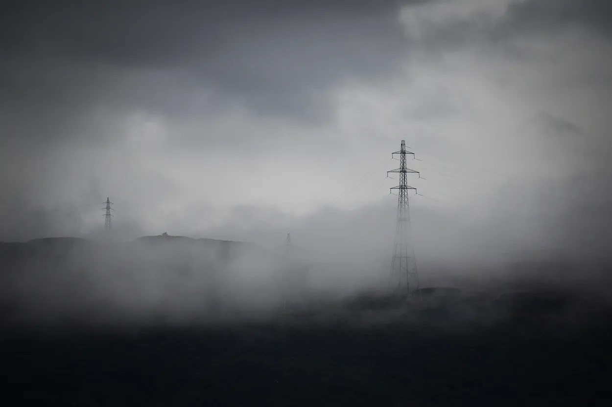 Pylons in the fog