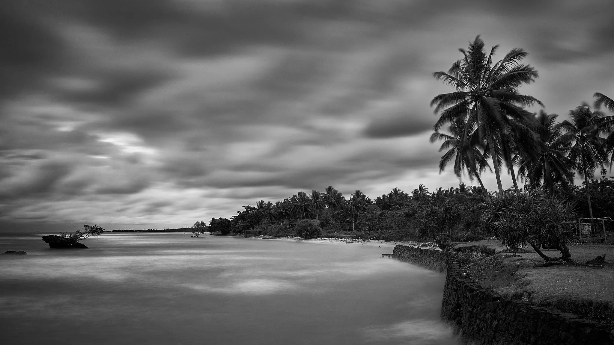 Cloudy beach