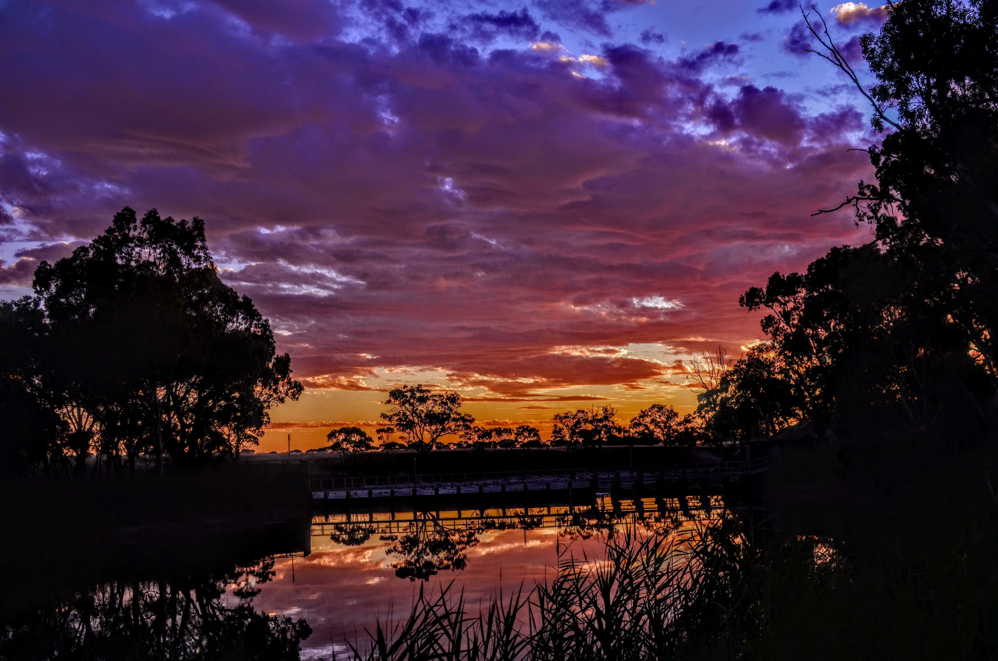 Summer sunset at the weir