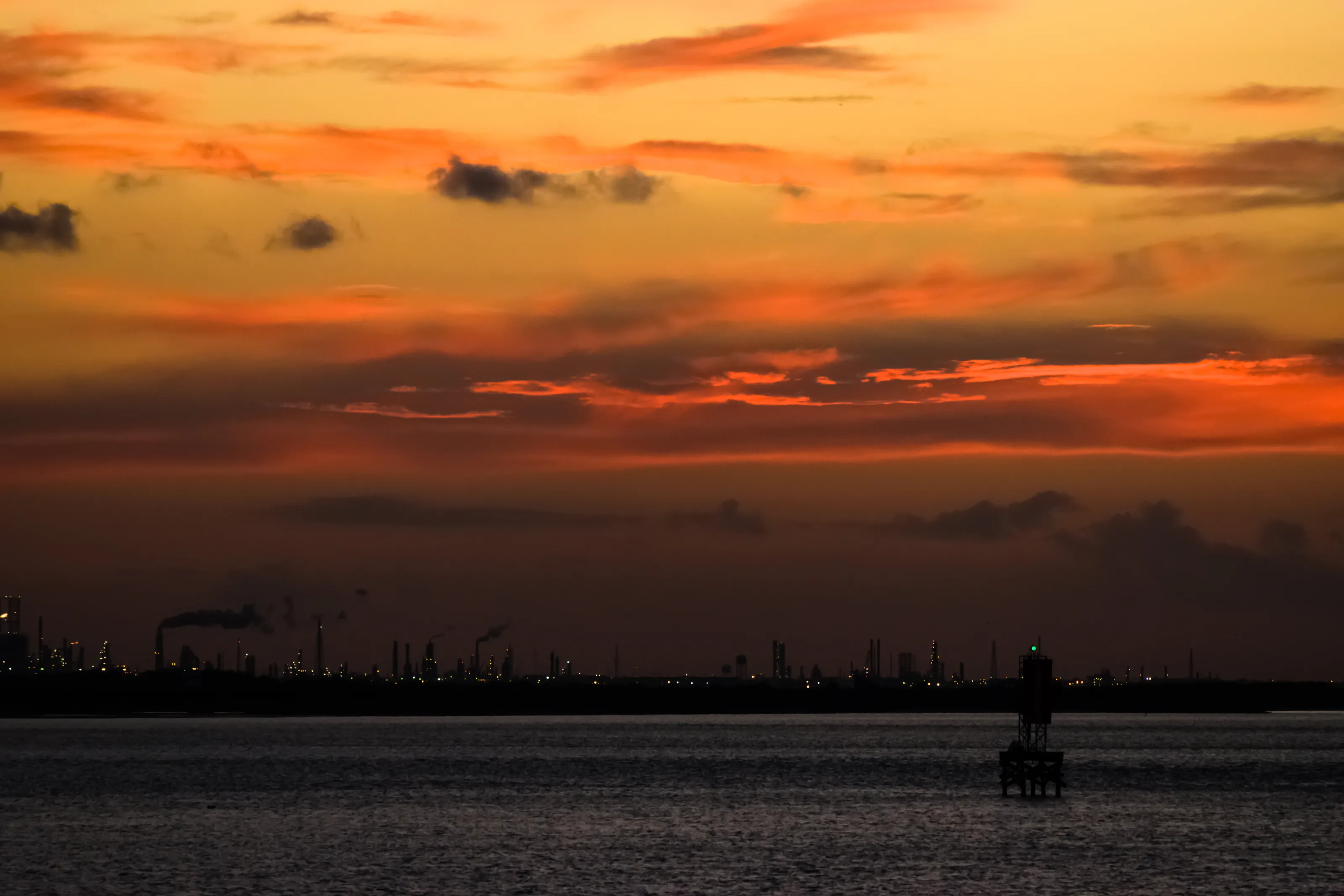 Texas City Refineries at Sunset