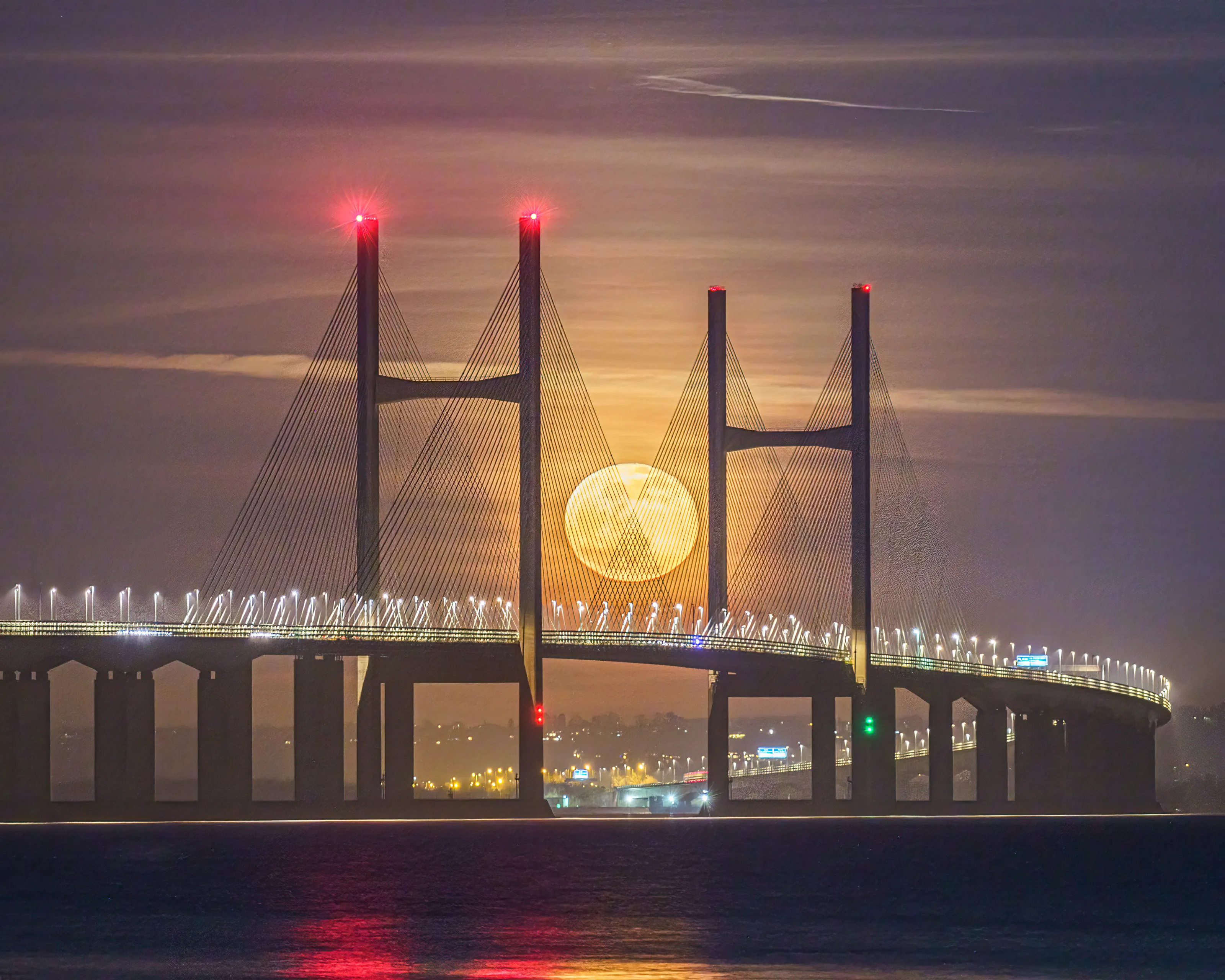Moonrise over Severn Bridge