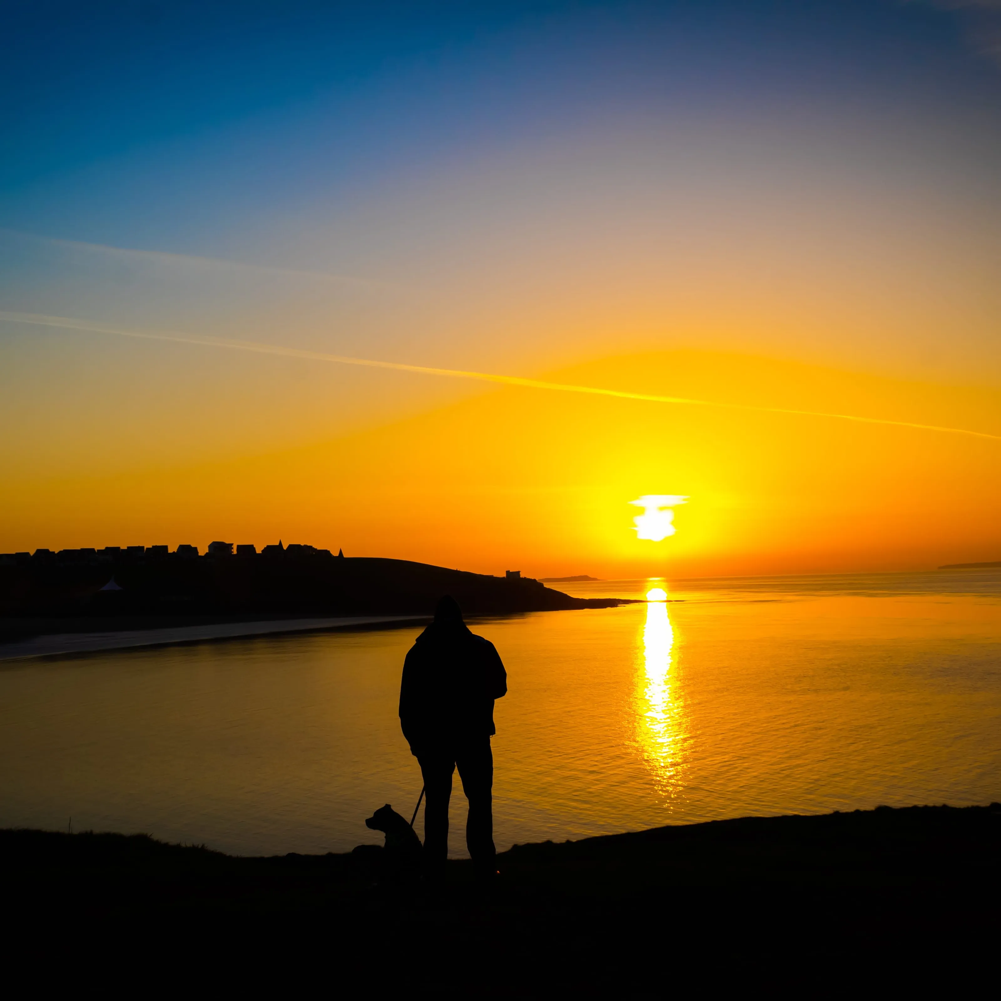 Sunrise one man and his dog.